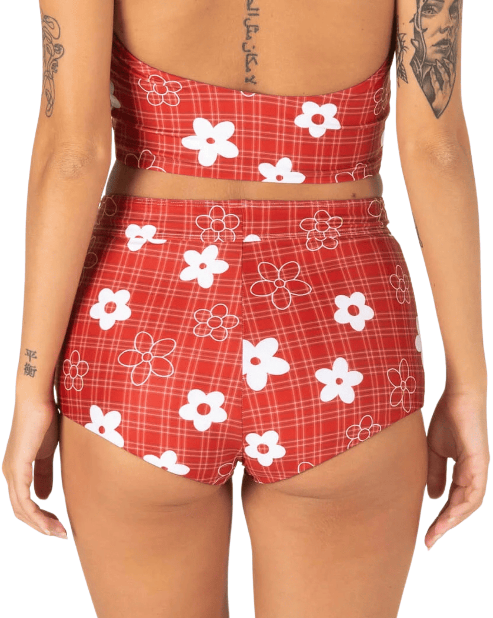 Womens Swim Shorts Inner Relm Gimme Shorts - Gingham Red