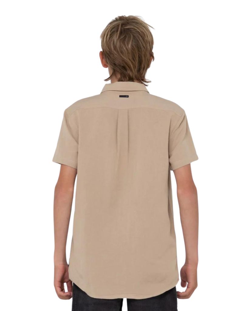 Rusty Overtone Short Sleeve Linen Shirt Boys Light Khaki