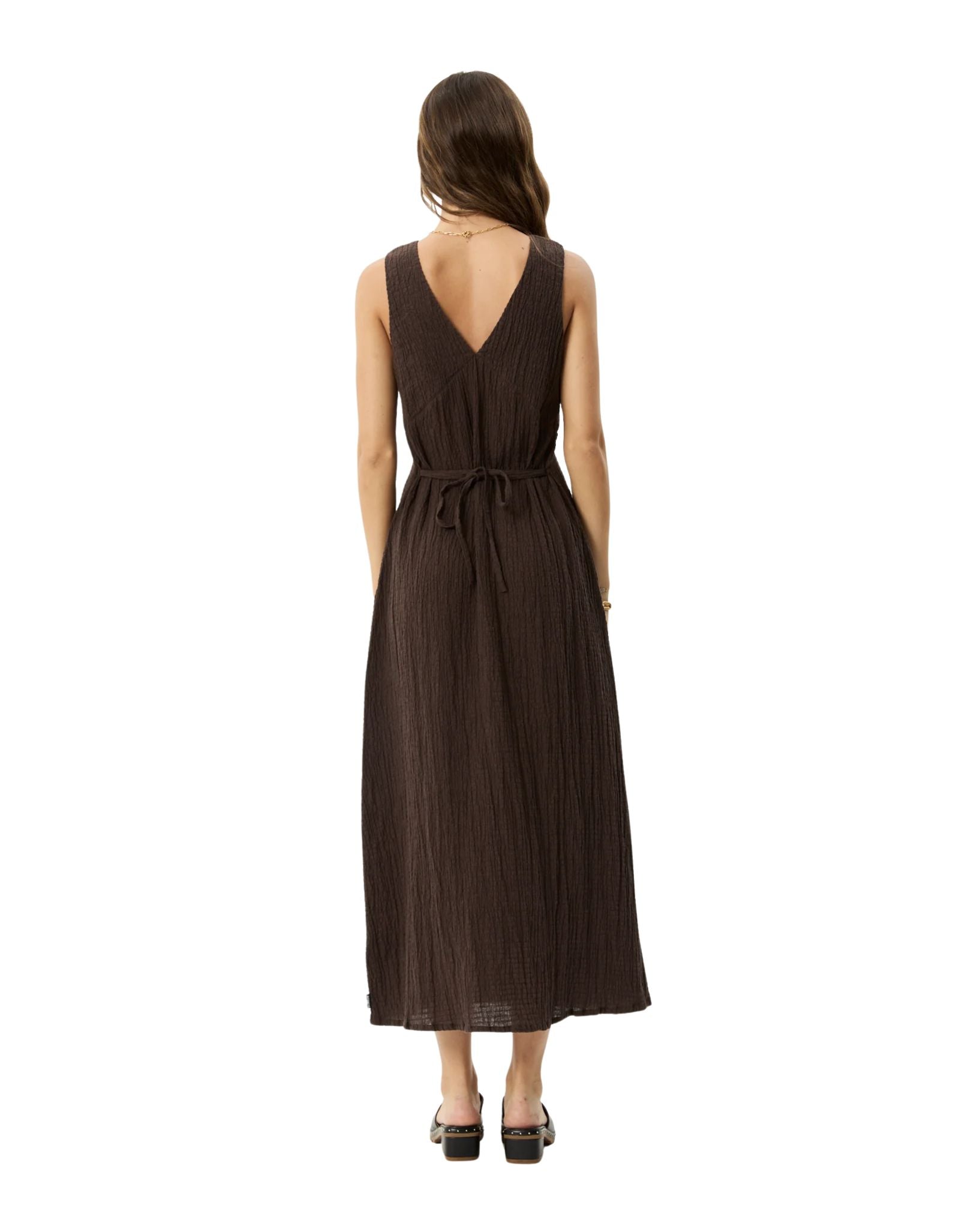 Afends Focus Seersucker Hemp Maxi Dress