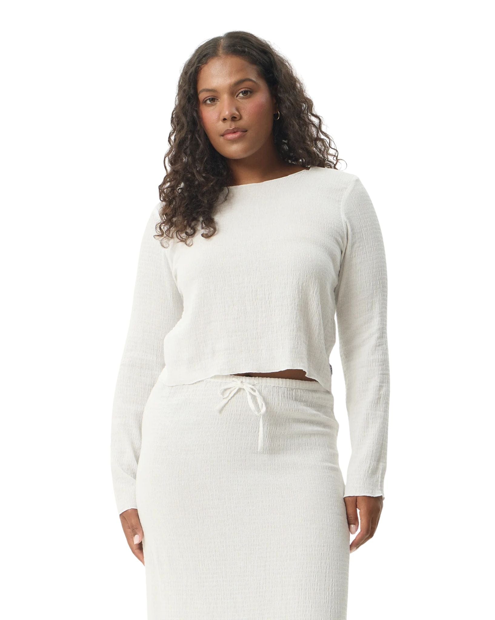 Afends Focus Seersucker Long Sleeve Top