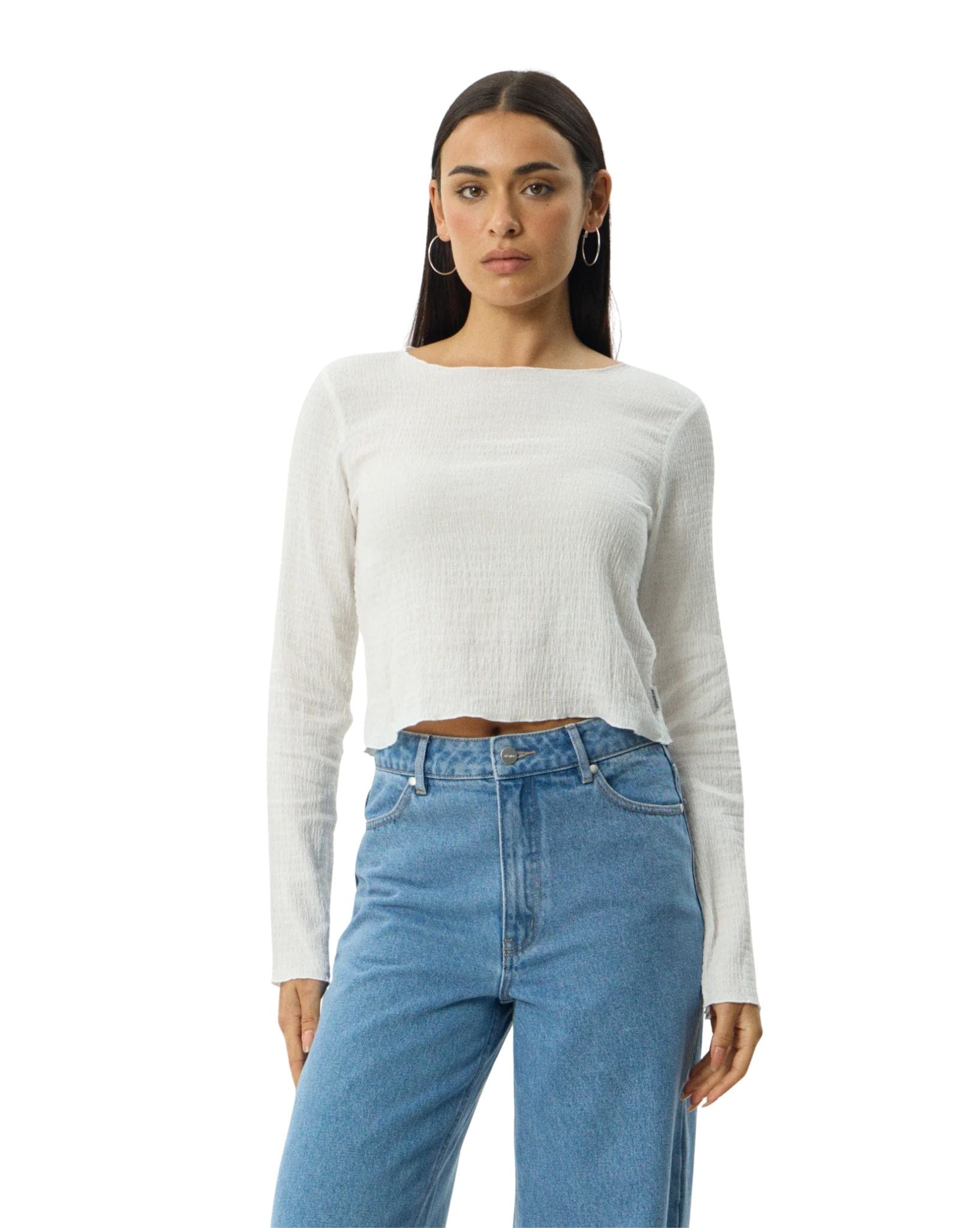Afends Focus Seersucker Long Sleeve Top