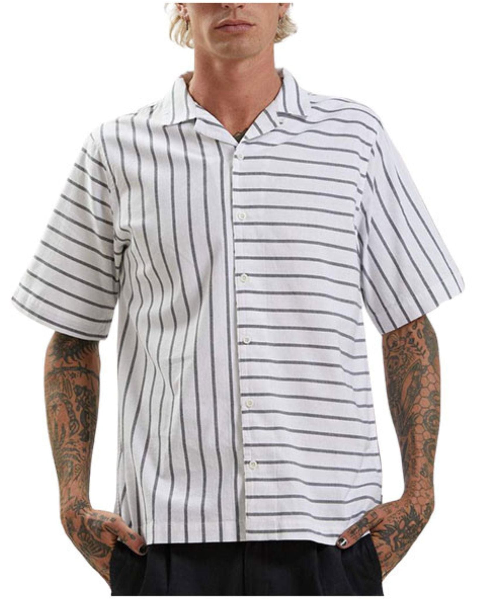 Afends Ladera Unisex Cuban Short Sleeve Shirt - White
