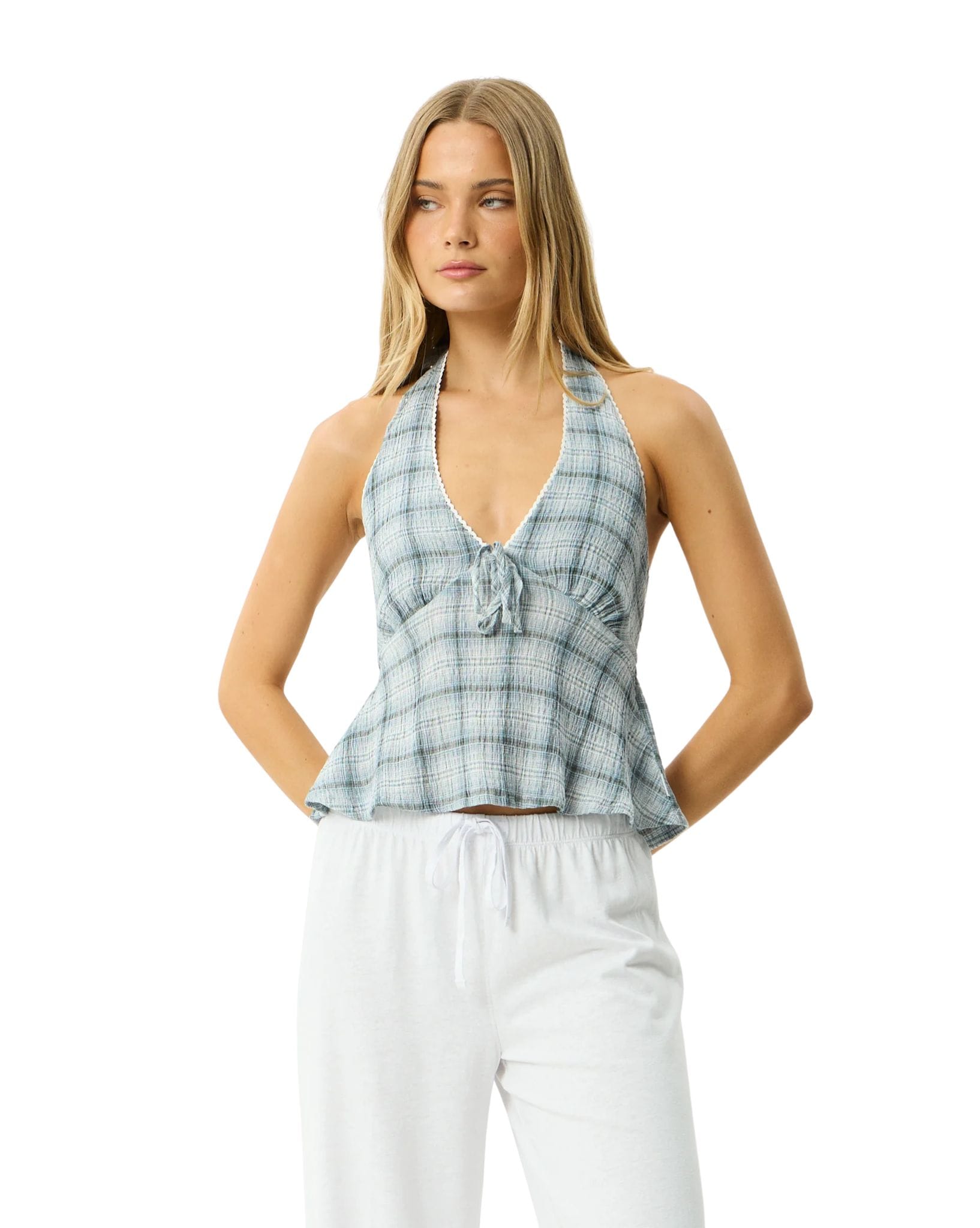 Afends Lagoon - Seersucker Halter Top