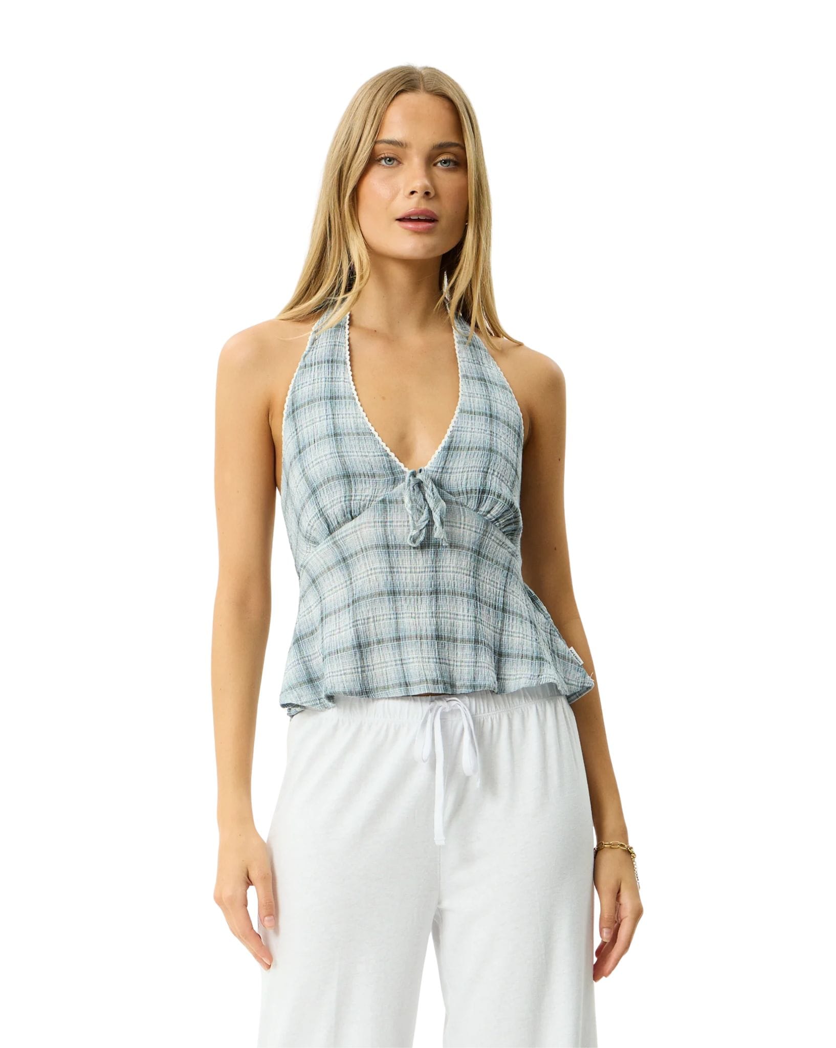 Afends Lagoon - Seersucker Halter Top