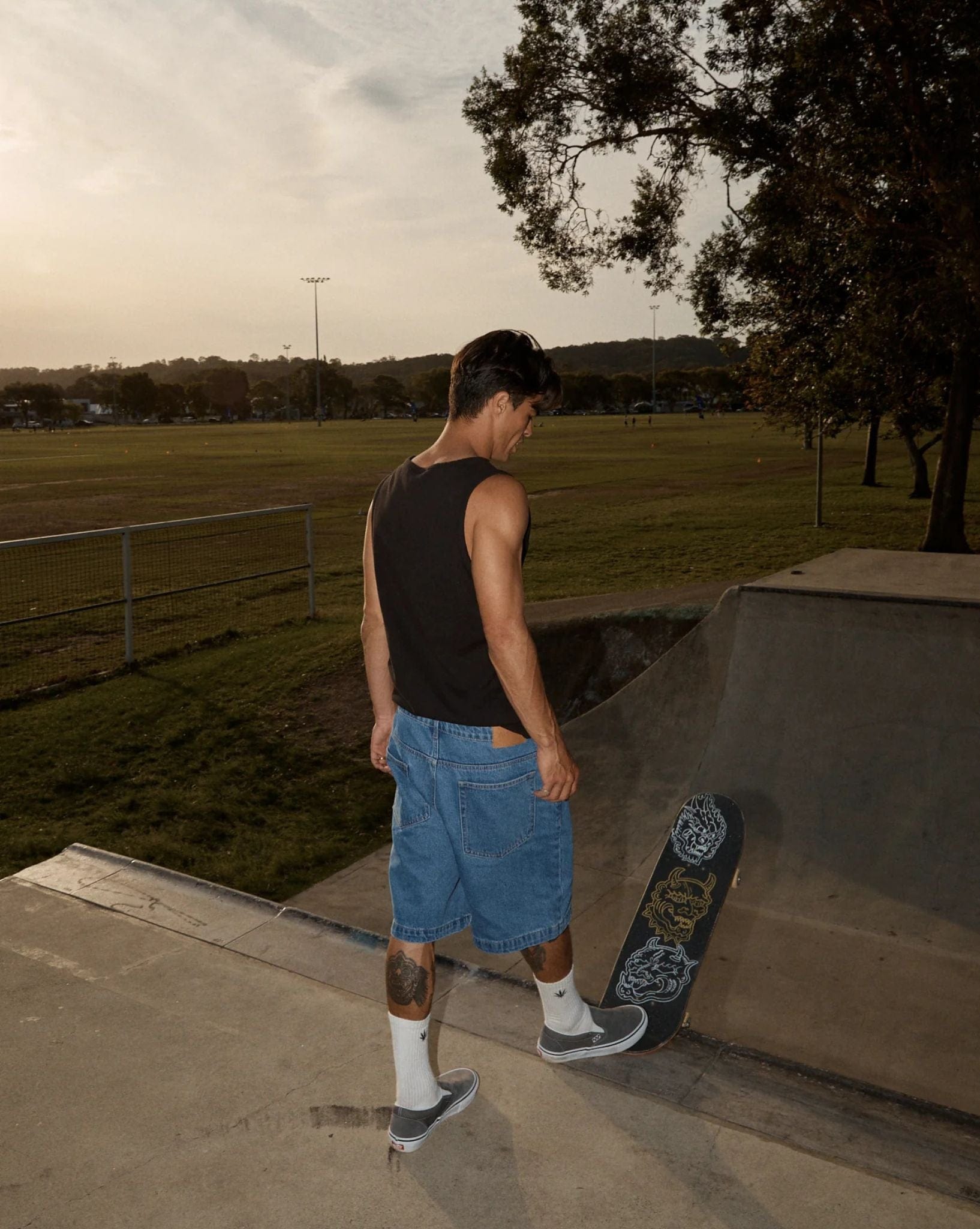 Afends Lil C Denim Baggy Fit Short 22 Inch