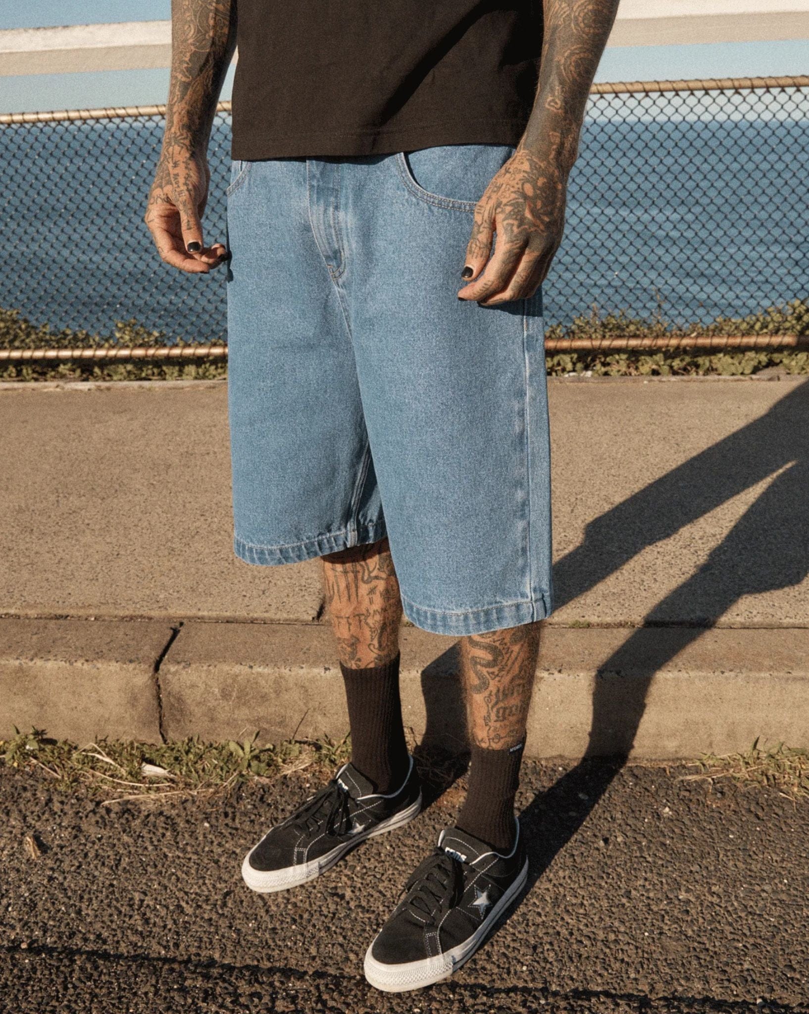 Afends Lil C - Denim Baggy Short 22"