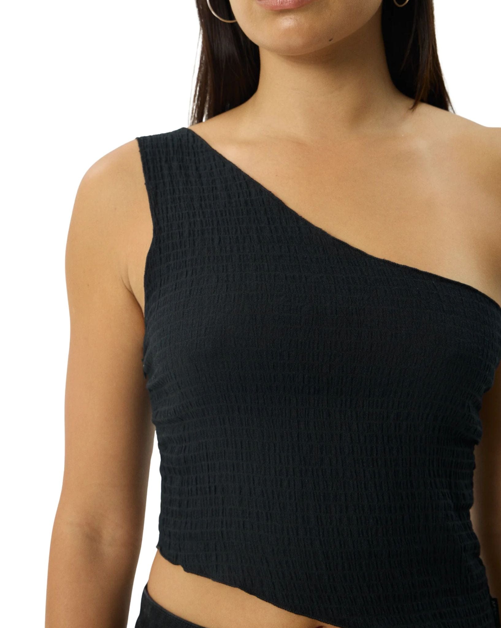 Afends Marina - Hemp Seersucker One Shoulder Top