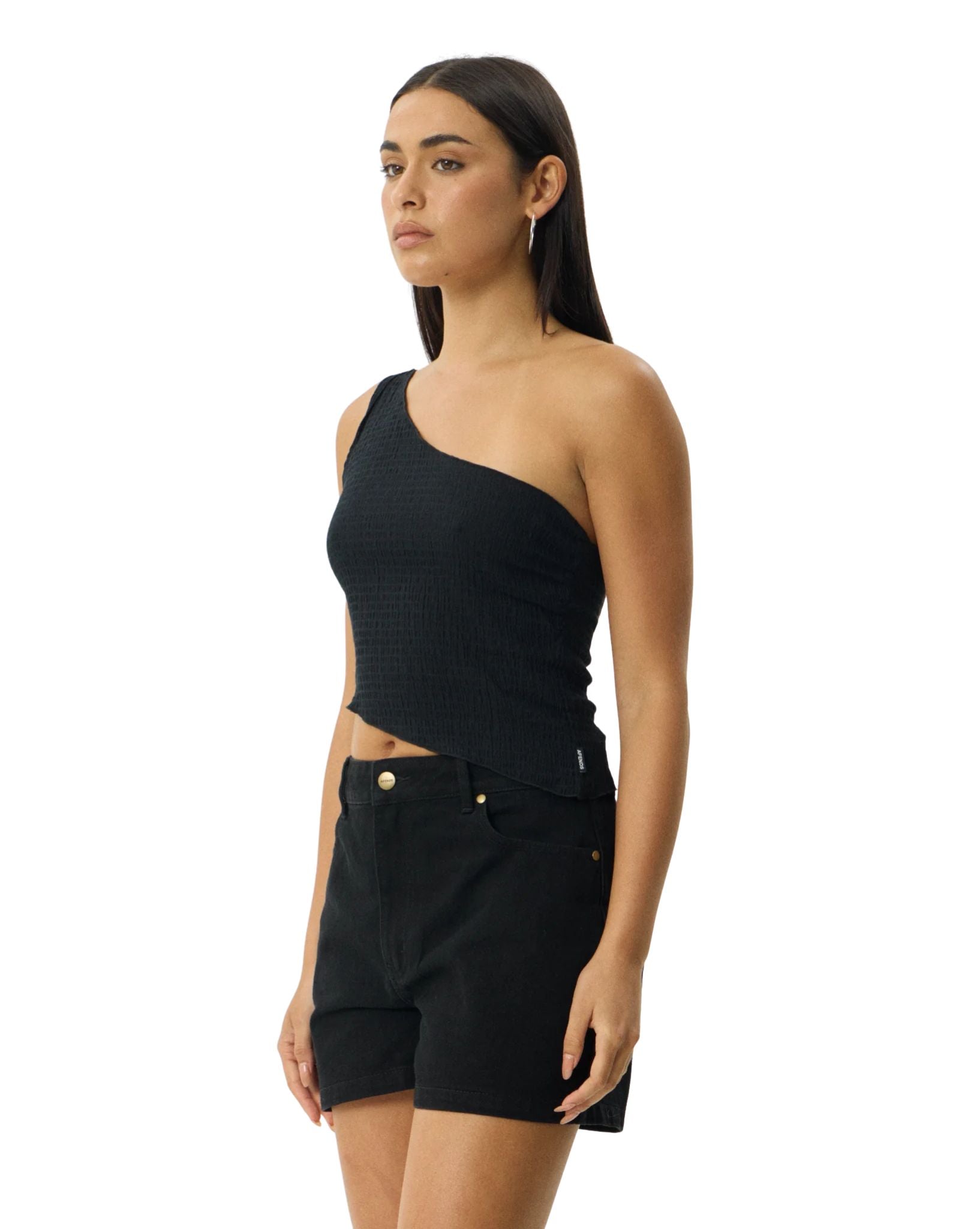 Afends Marina - Hemp Seersucker One Shoulder Top