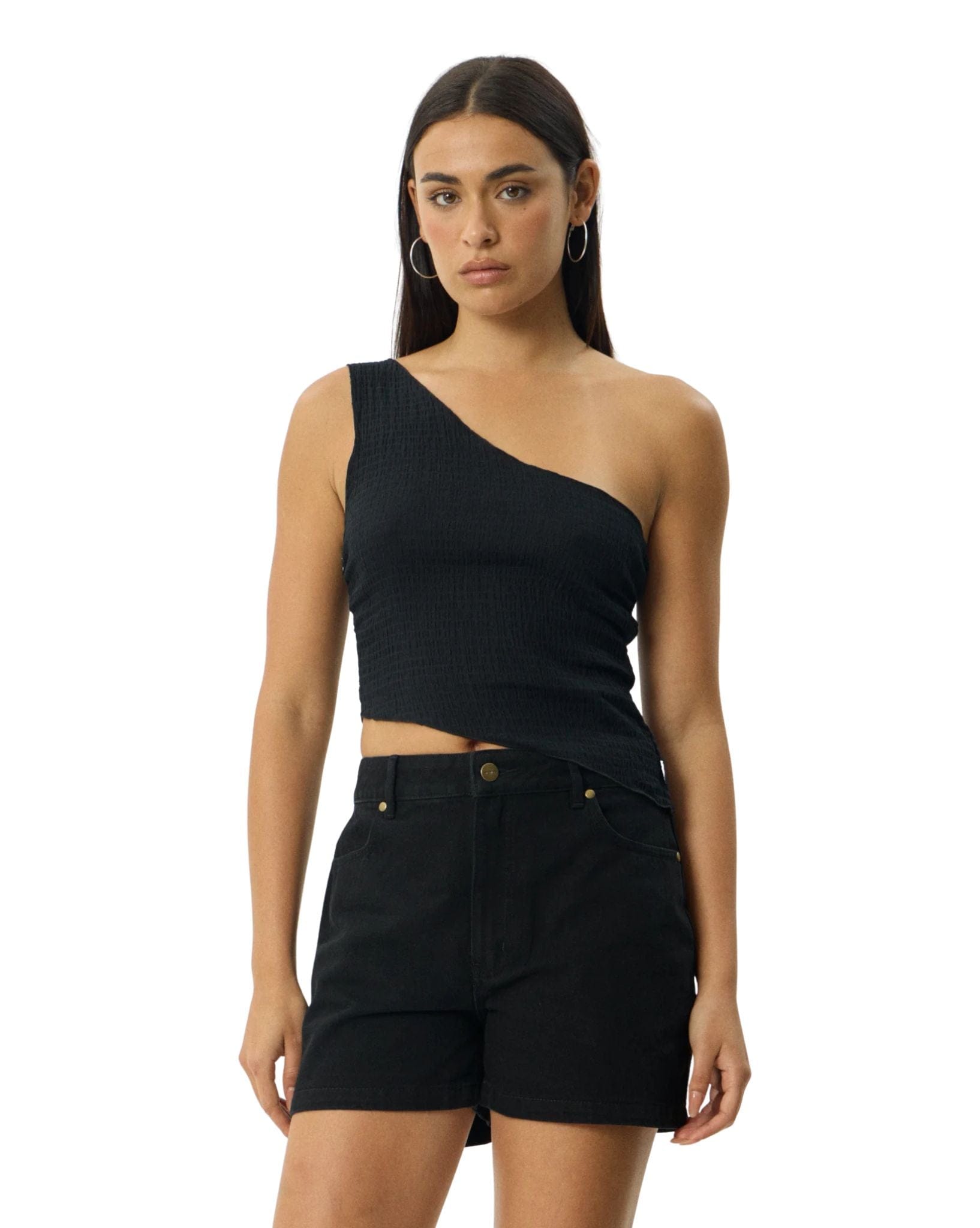 Afends Marina - Hemp Seersucker One Shoulder Top
