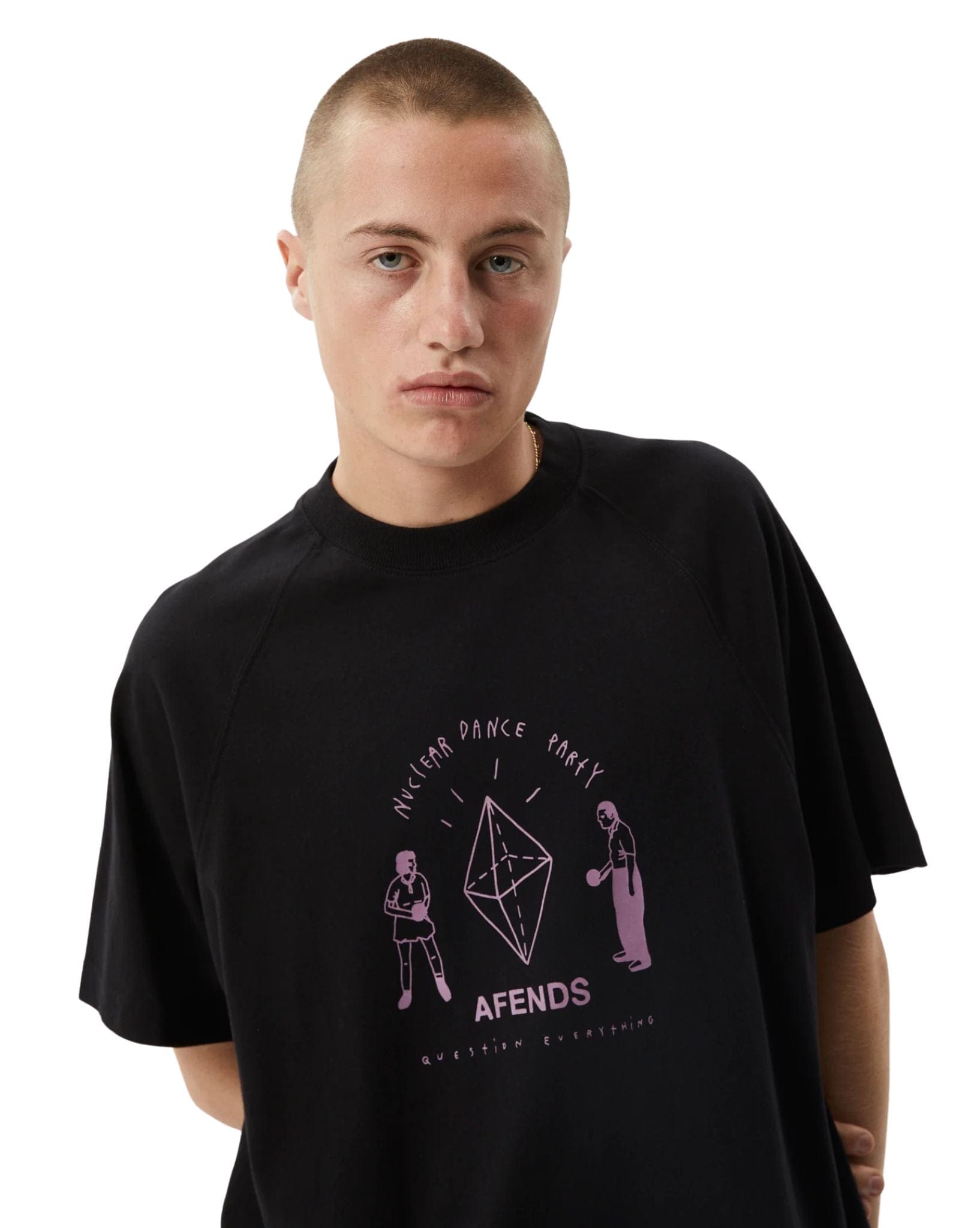 Afends Mens Dance Party Raglan Boxy Fit Tee - Black