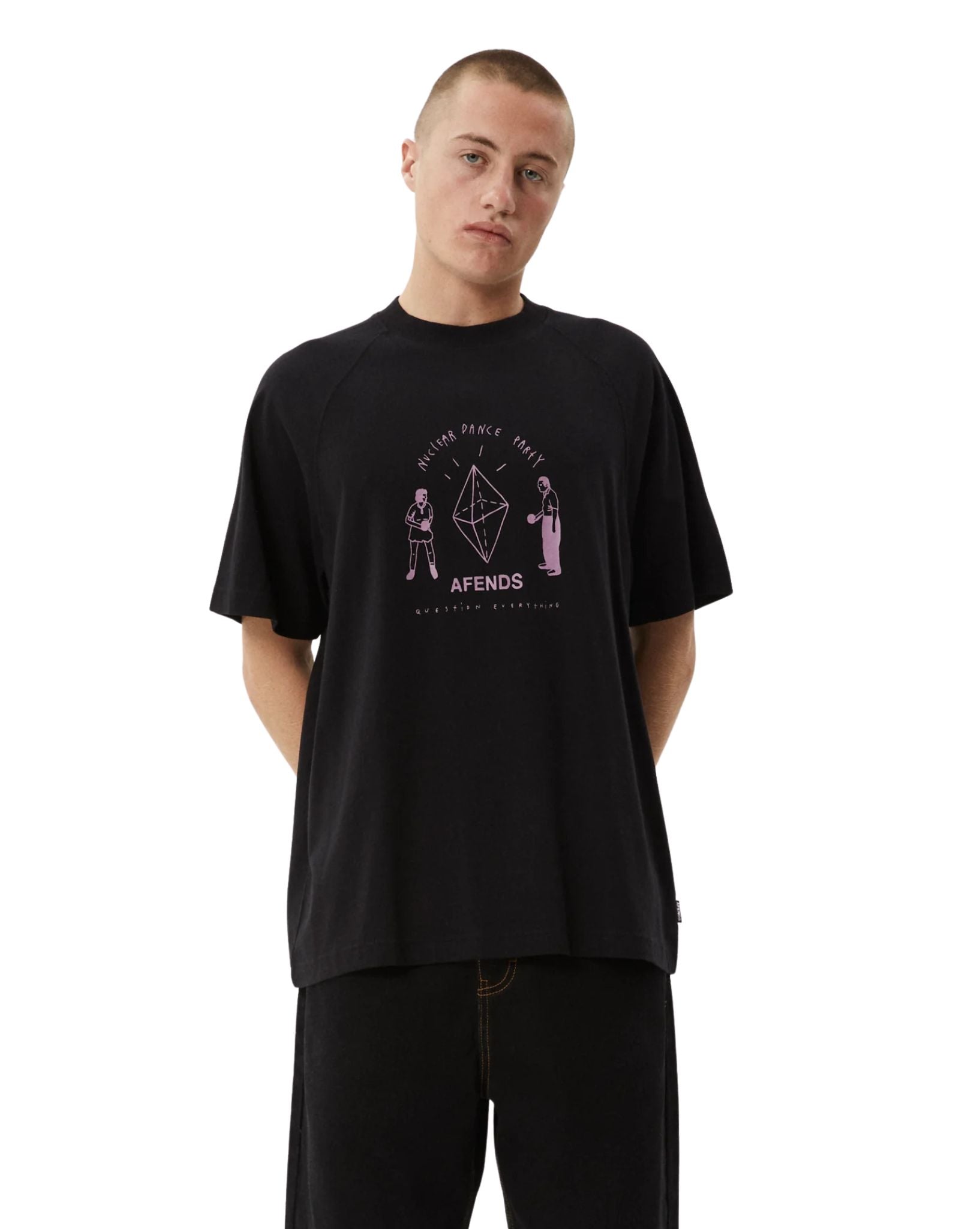 Afends Mens Dance Party Raglan Boxy Fit Tee - Black