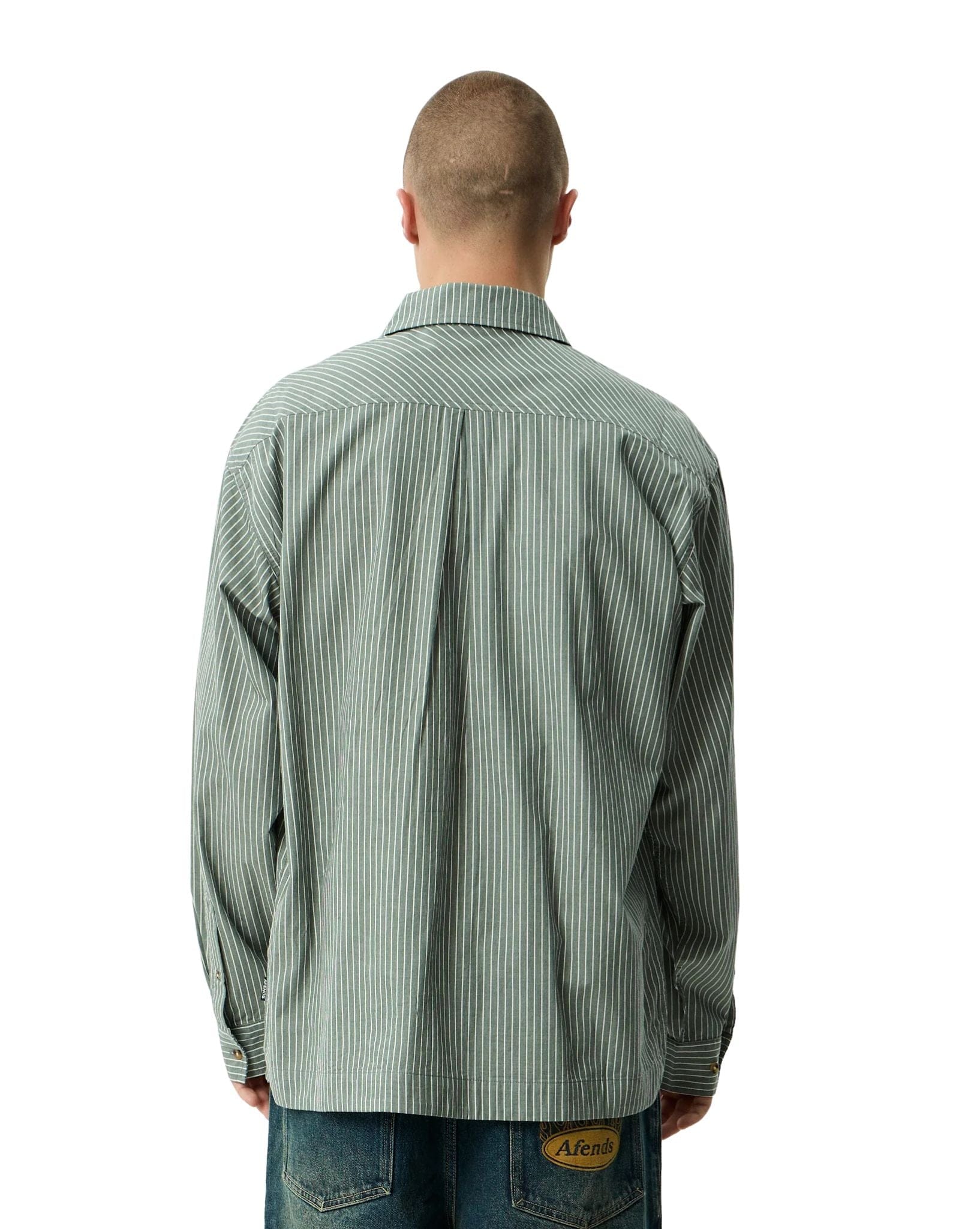 Afends Pinned - Organic Oversized Striped Long Sleeve Shirt