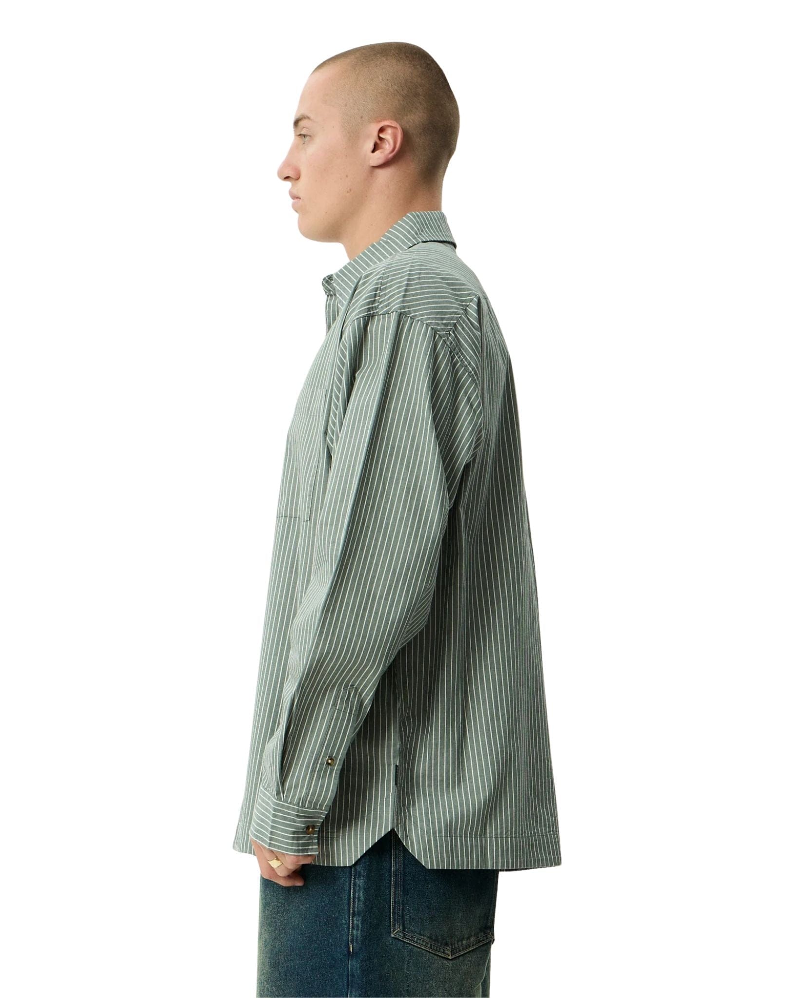 Afends Pinned - Organic Oversized Striped Long Sleeve Shirt