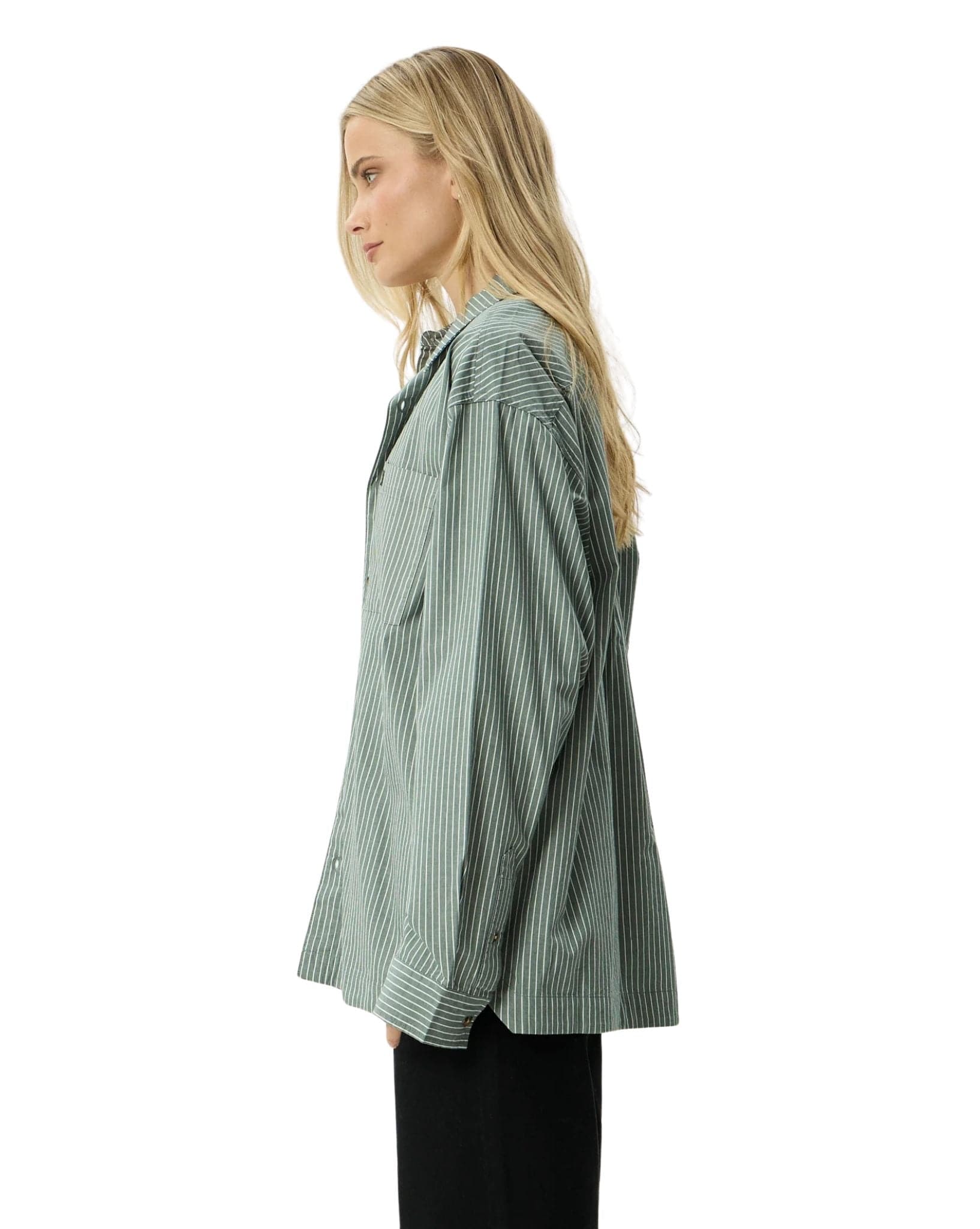 Afends Pinned - Organic Oversized Striped Long Sleeve Shirt