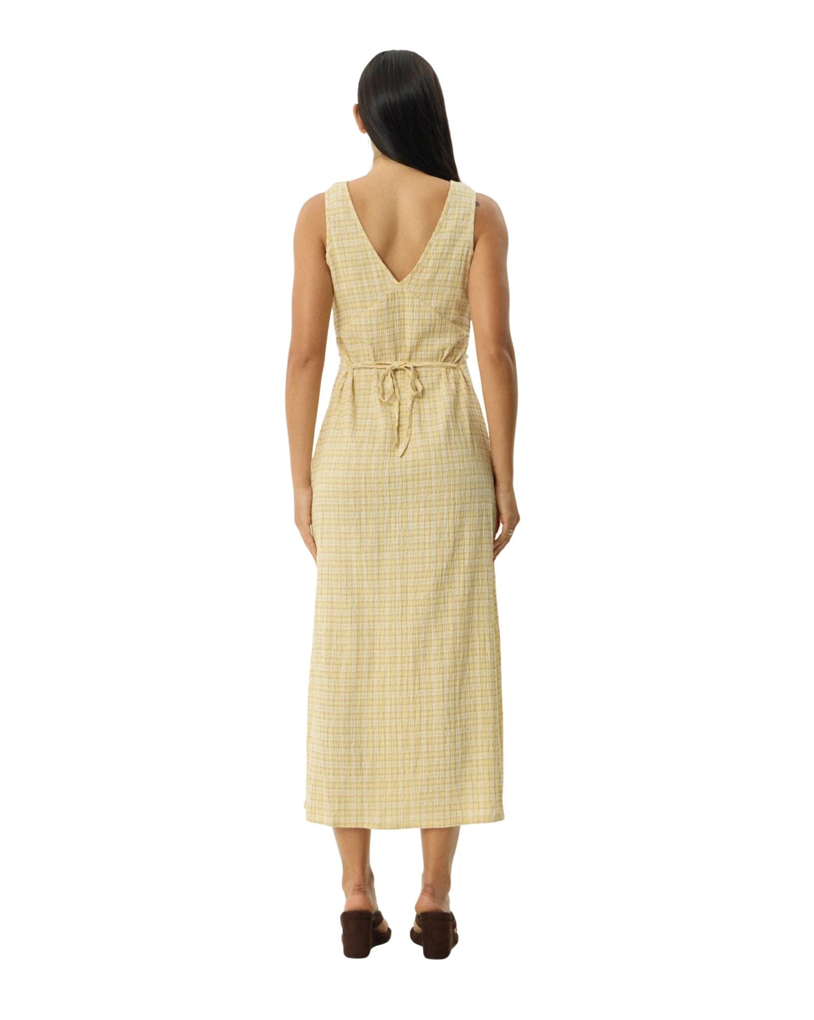 Afends Sunday - Hemp Seersucker Check Maxi Dress Check