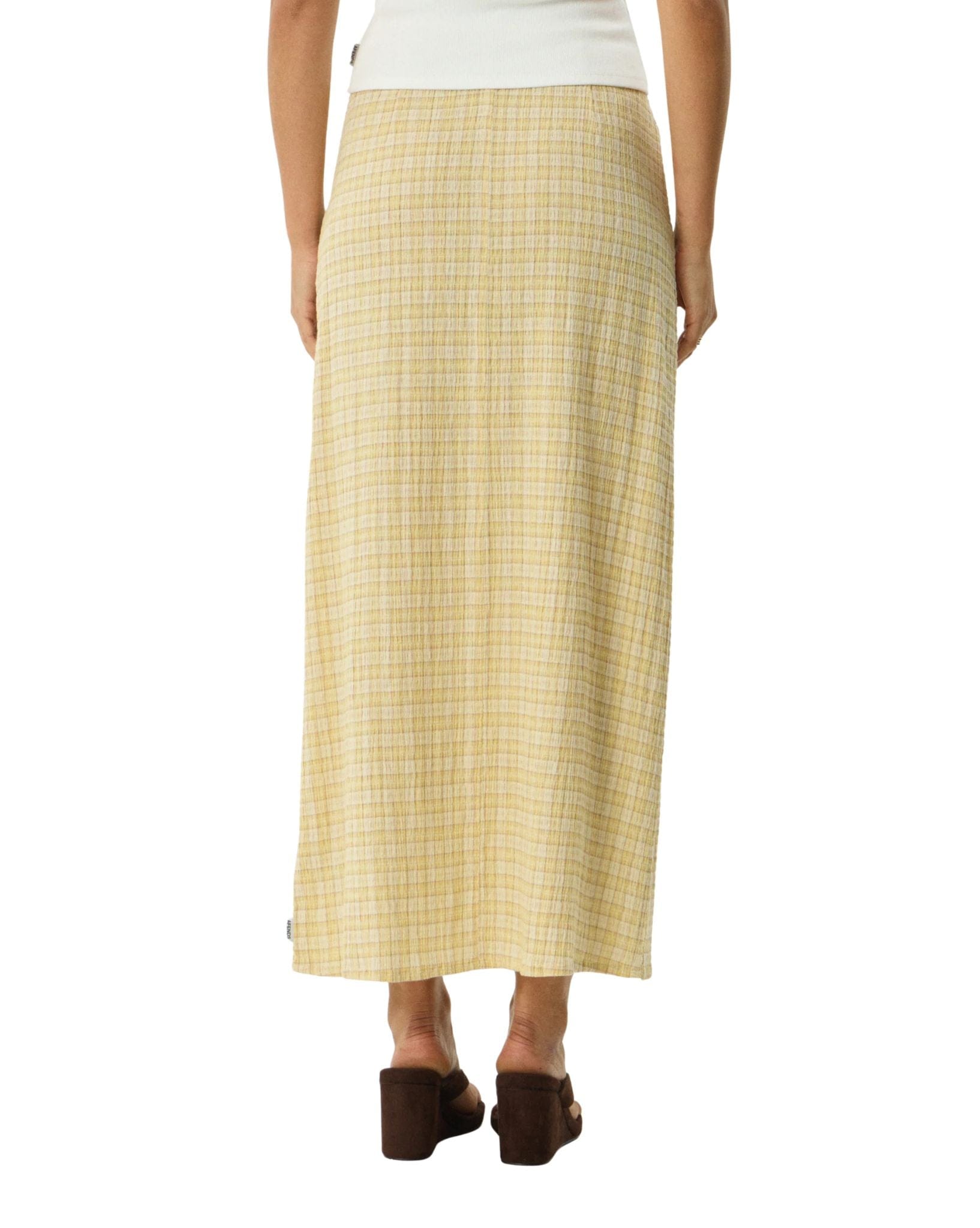 Afends Sunday - Hemp Seersucker Maxi Skirt Check
