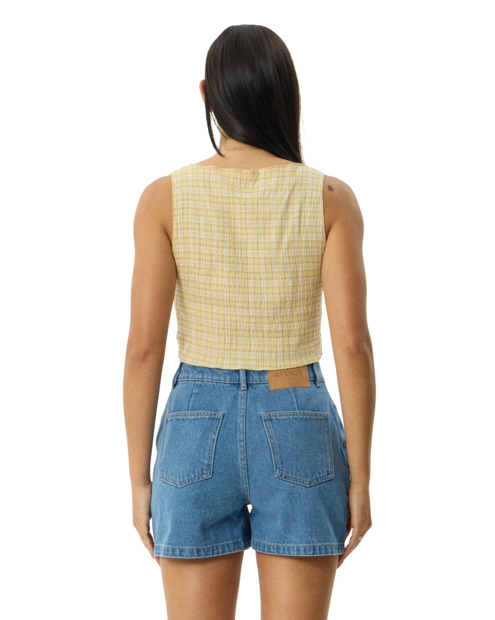 Afends Sunday - Hemp Seersucker Sleeveless Top Check
