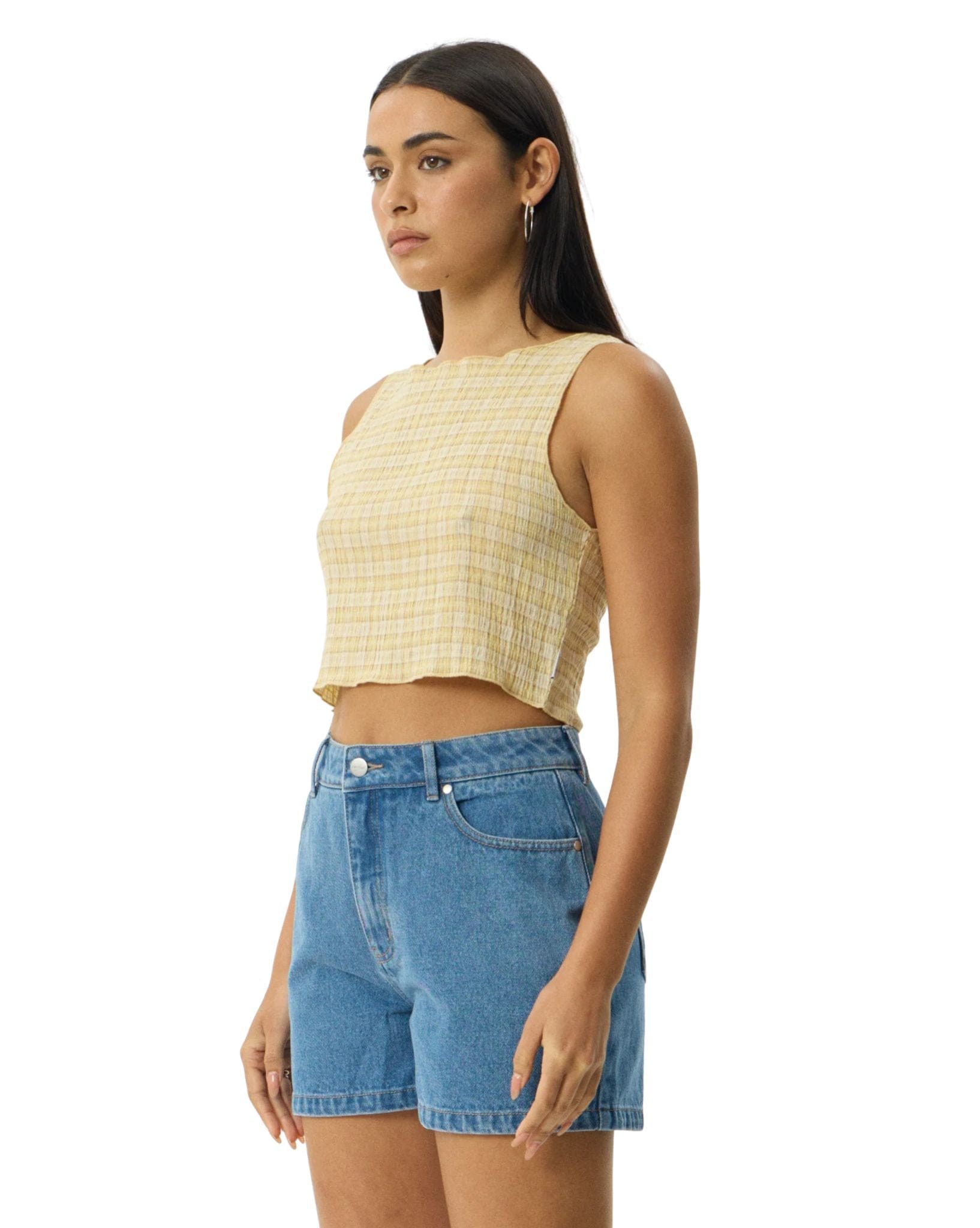 Afends Sunday - Hemp Seersucker Sleeveless Top Check