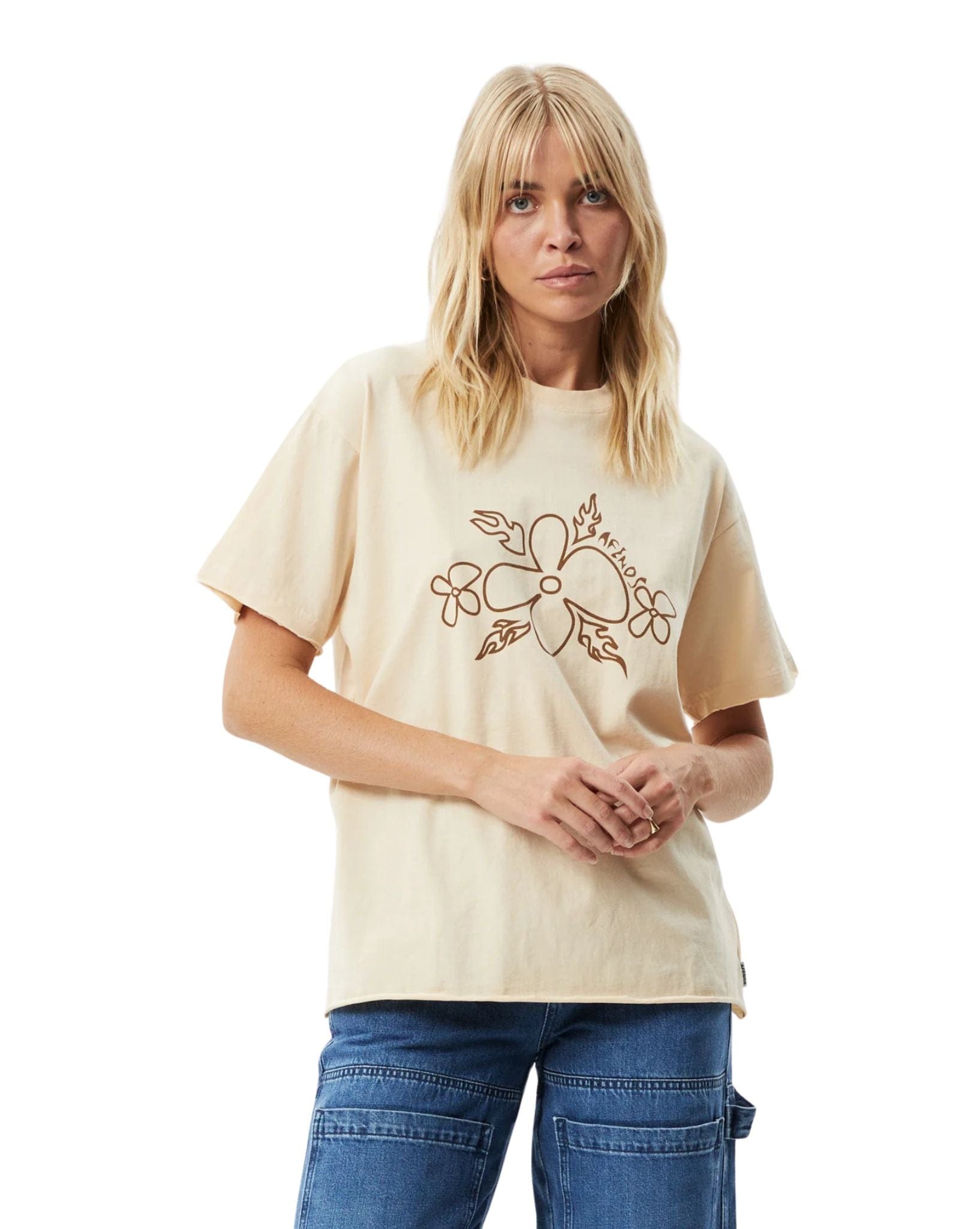 Afends Womens Island Oversized T-Shirt - Sand