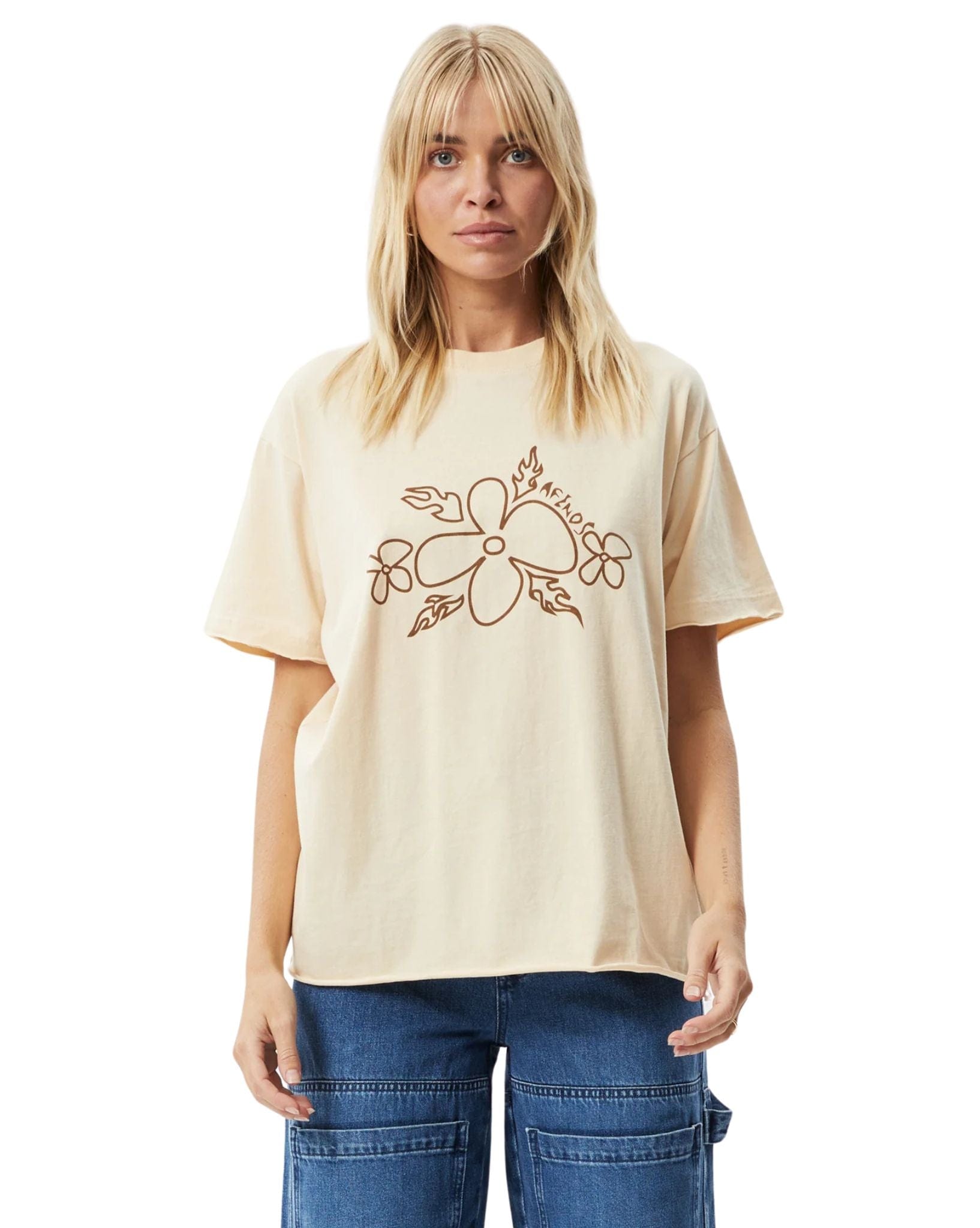 Afends Womens Island Oversized T-Shirt - Sand