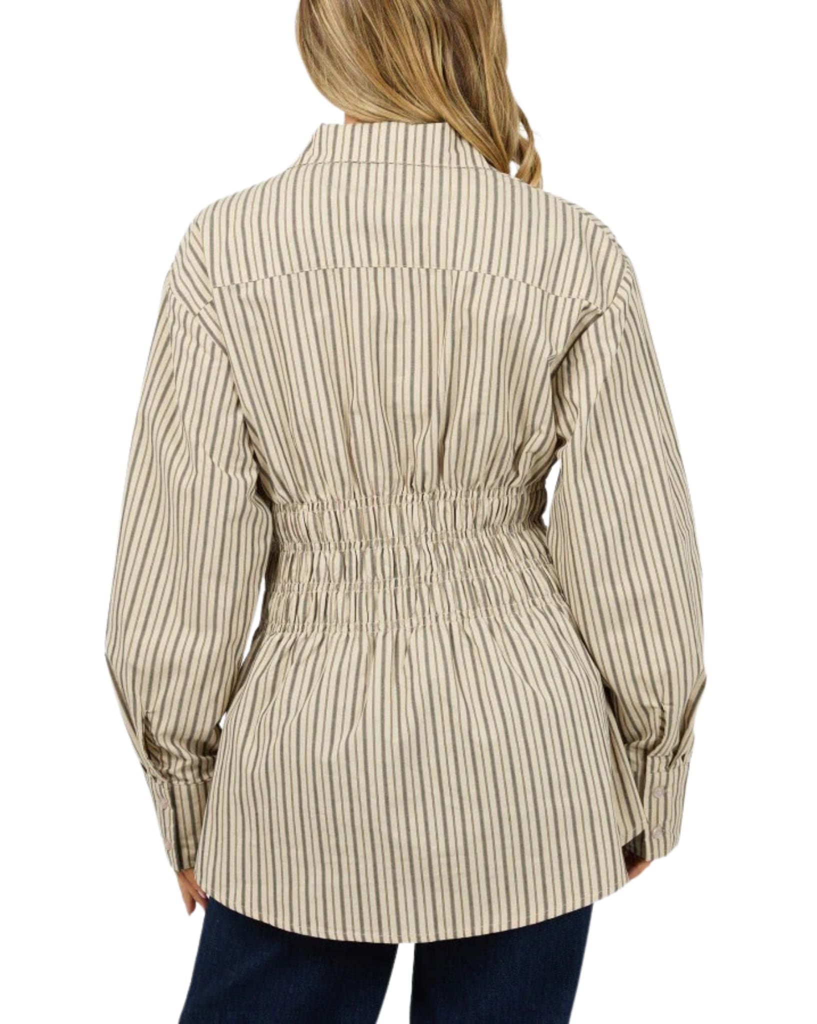 All About Eve Aae Ruched Stripe Shirt