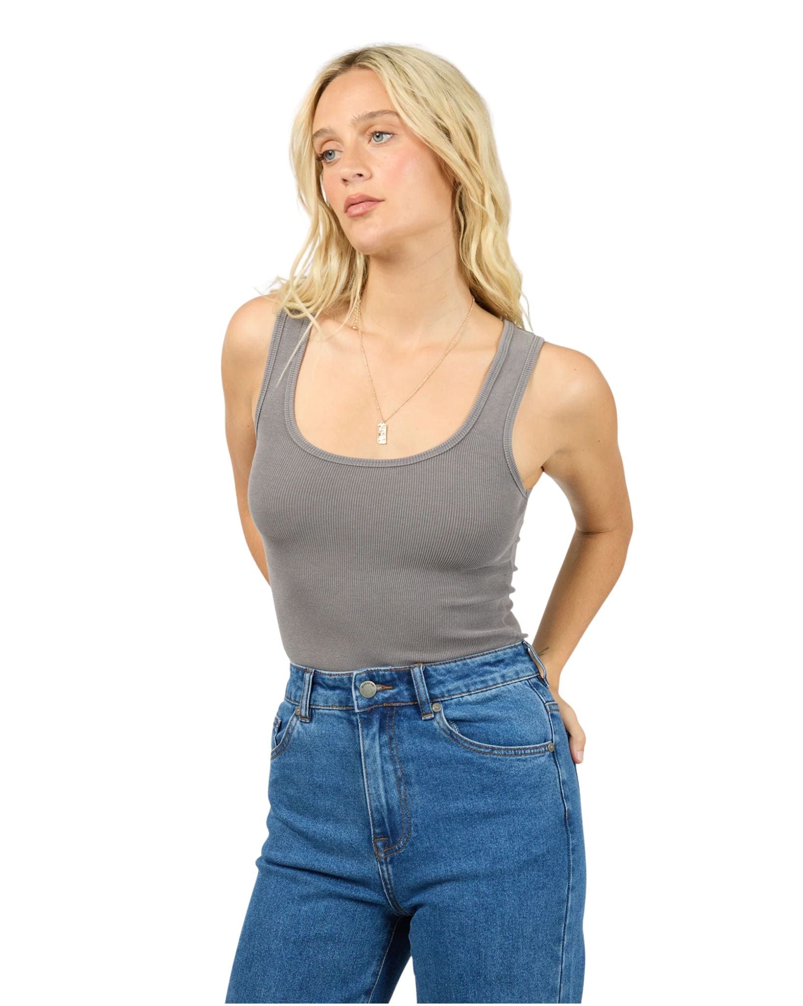All About Eve Washed Rib Scoop Neck Tank