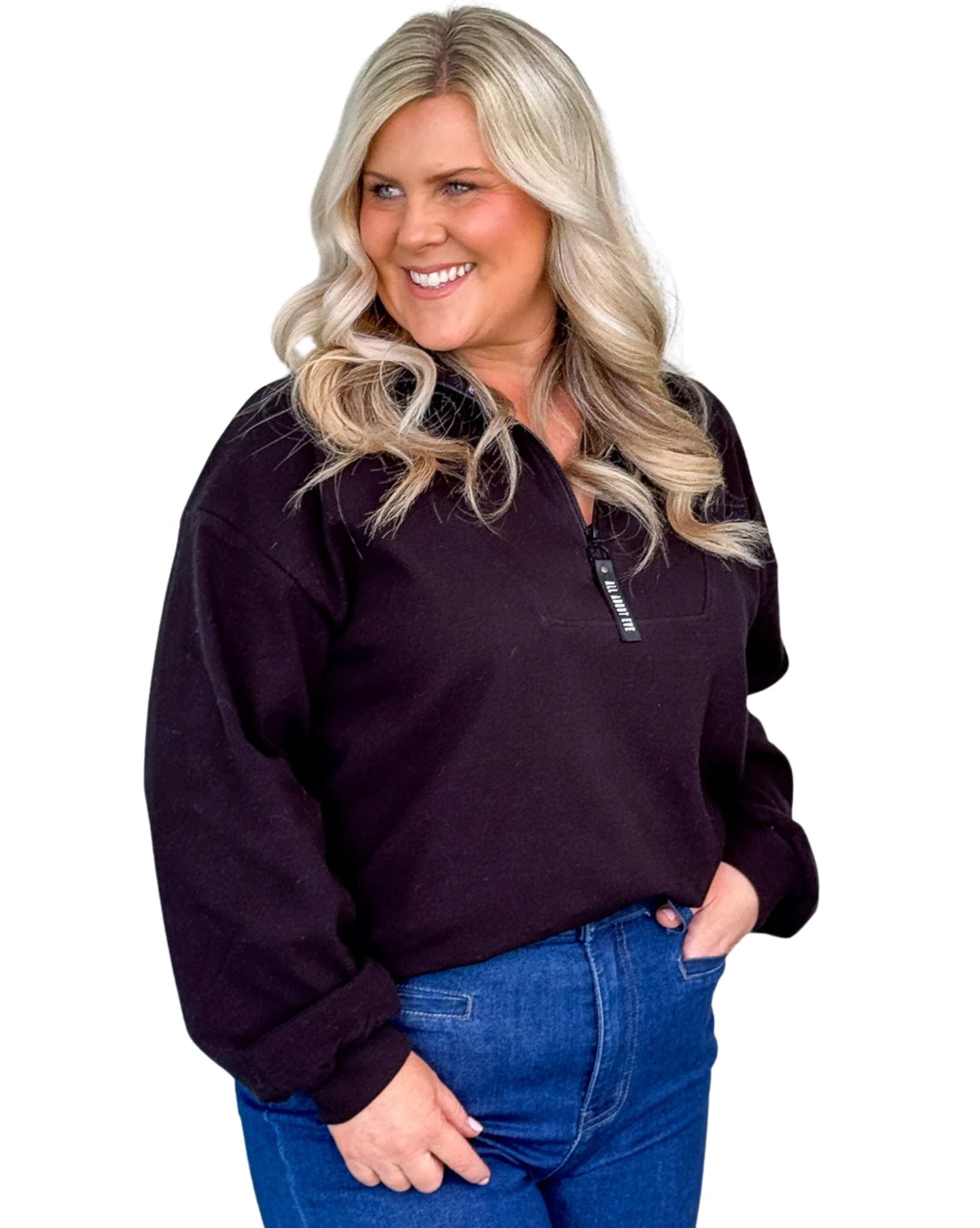 All About Eve Womens Balance 1/4 Zip - Black