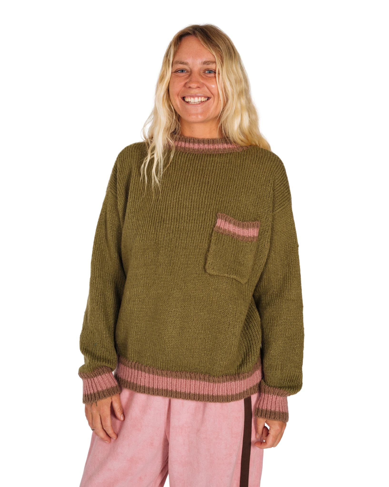 Atmosea Knit Jumper - Khaki Dusty - Pink Mocha