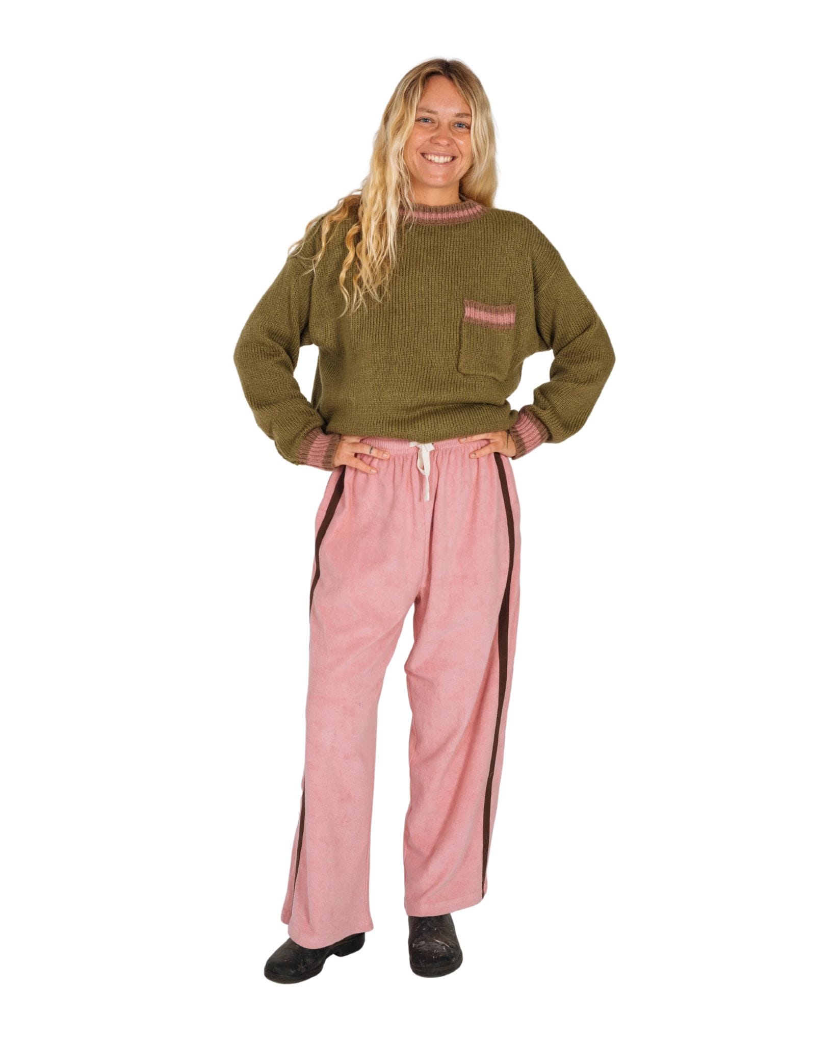 Atmosea Knit Jumper - Khaki Dusty - Pink Mocha