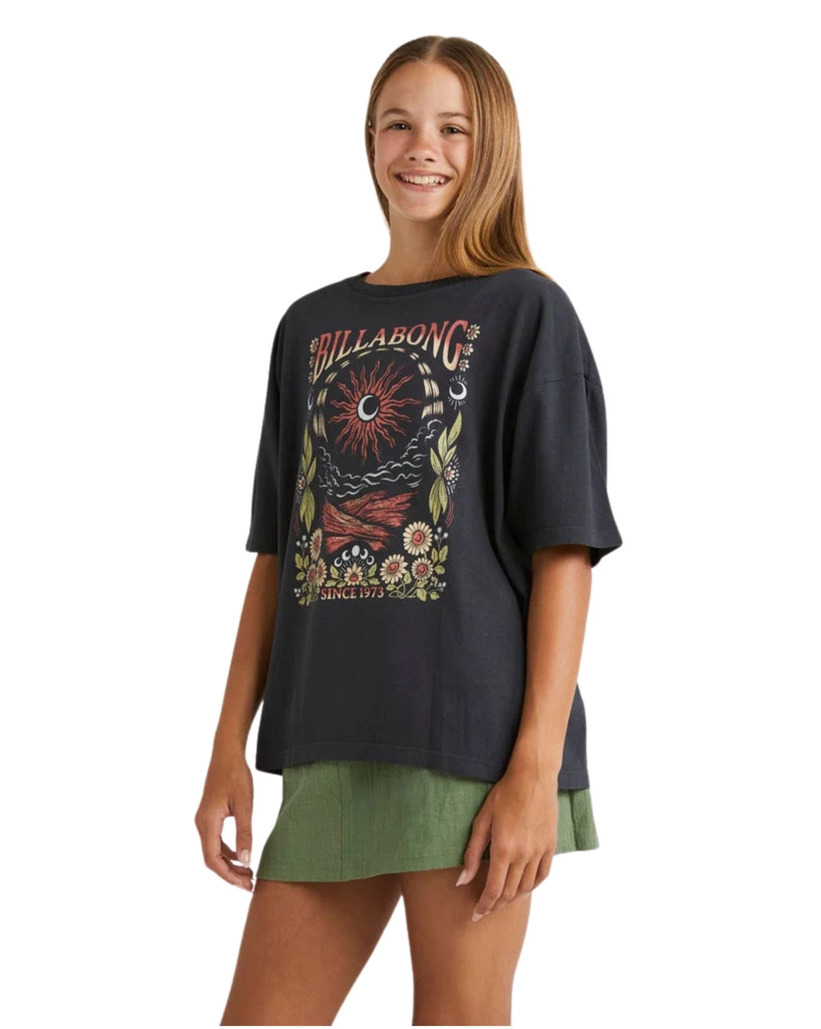 Billabong Girls Full Sun Tee - Off Black