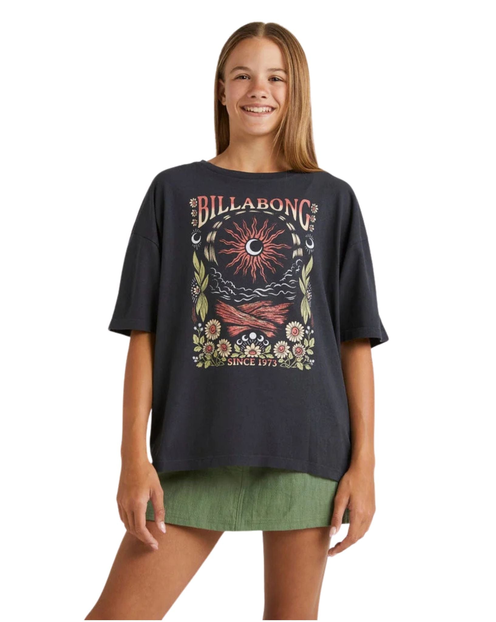 Billabong Girls Full Sun Tee - Off Black
