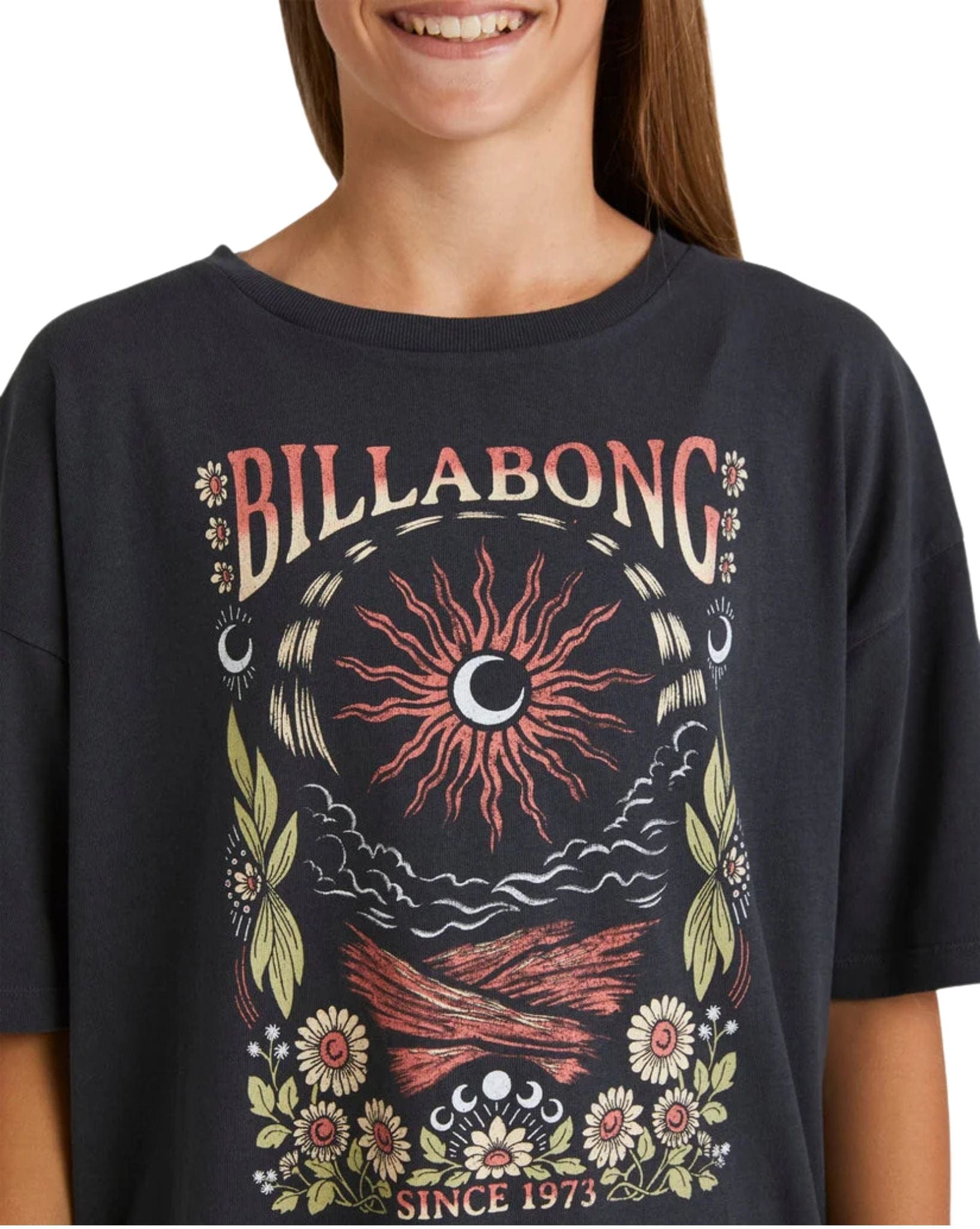 Billabong Girls Full Sun Tee - Off Black