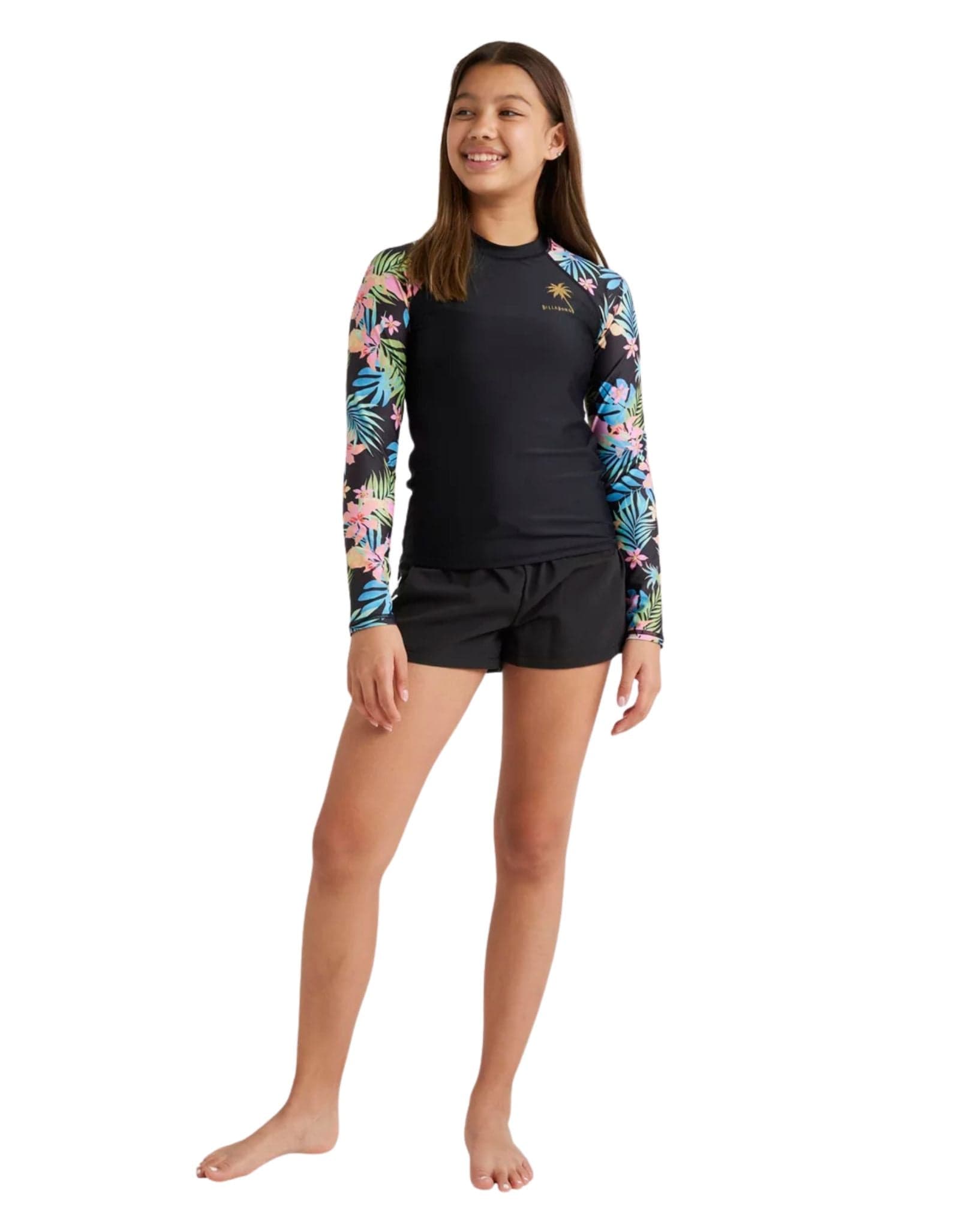 Billabong Girls In Da Jungle Ls Sunshirt - Black
