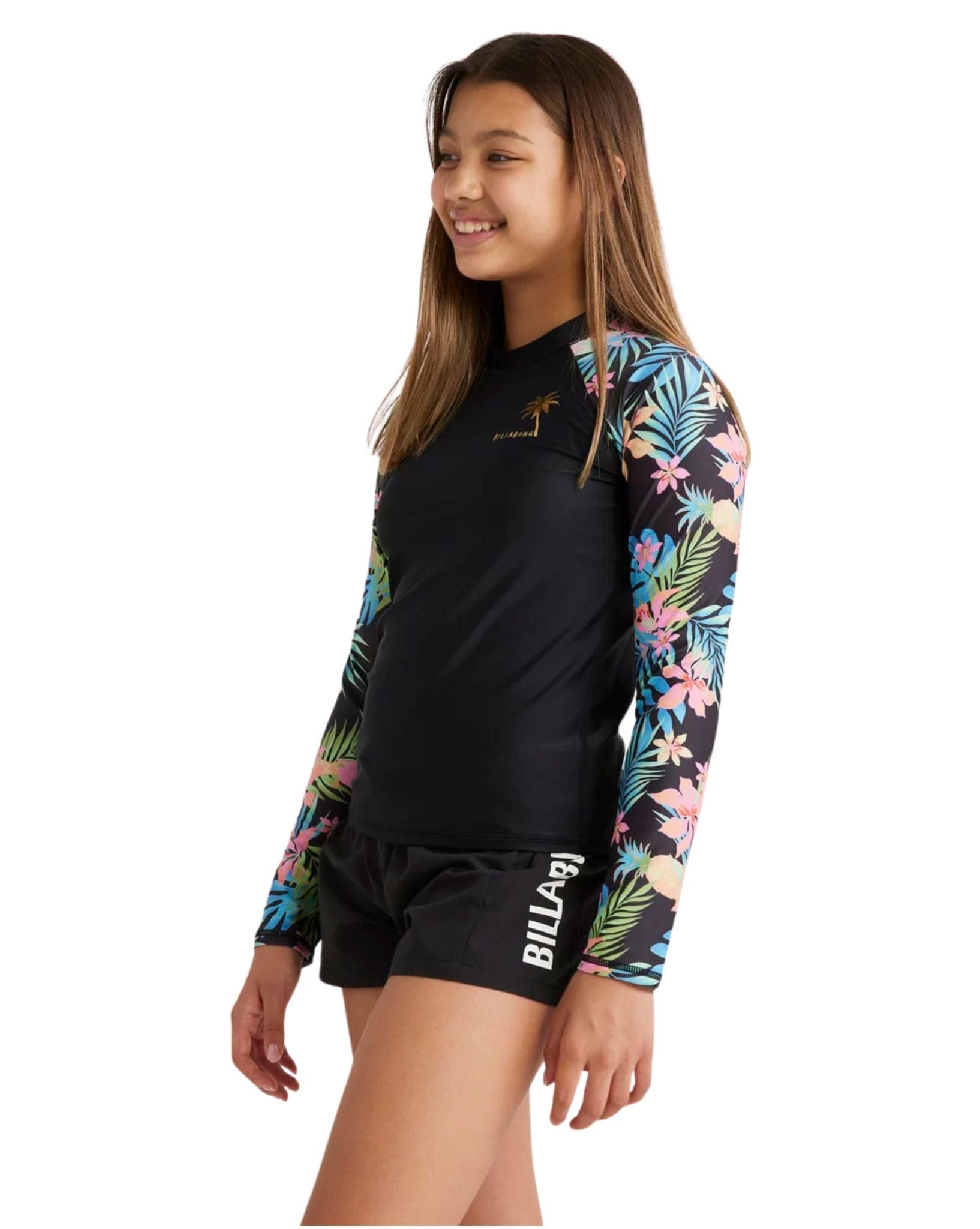 Billabong Girls In Da Jungle Ls Sunshirt - Black