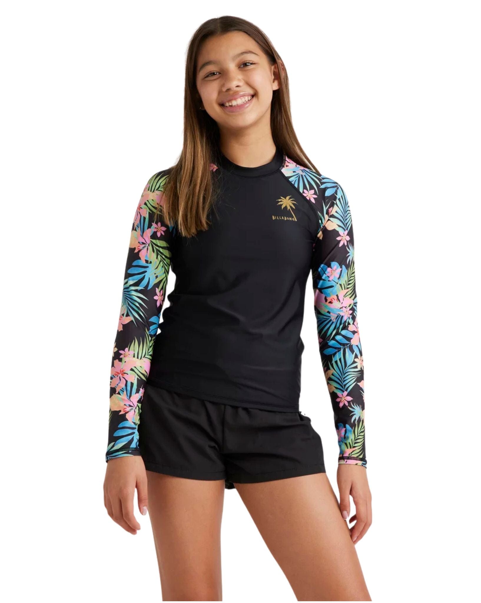 Billabong Girls In Da Jungle Ls Sunshirt - Black