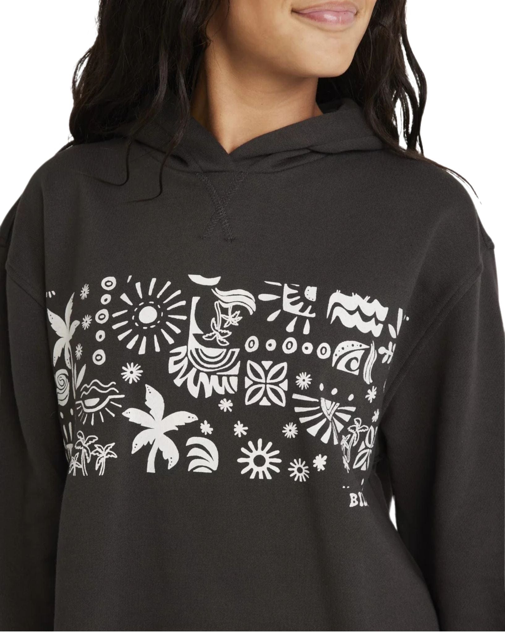 Billabong Girls Paradise Stamp Hoodie - Off Black