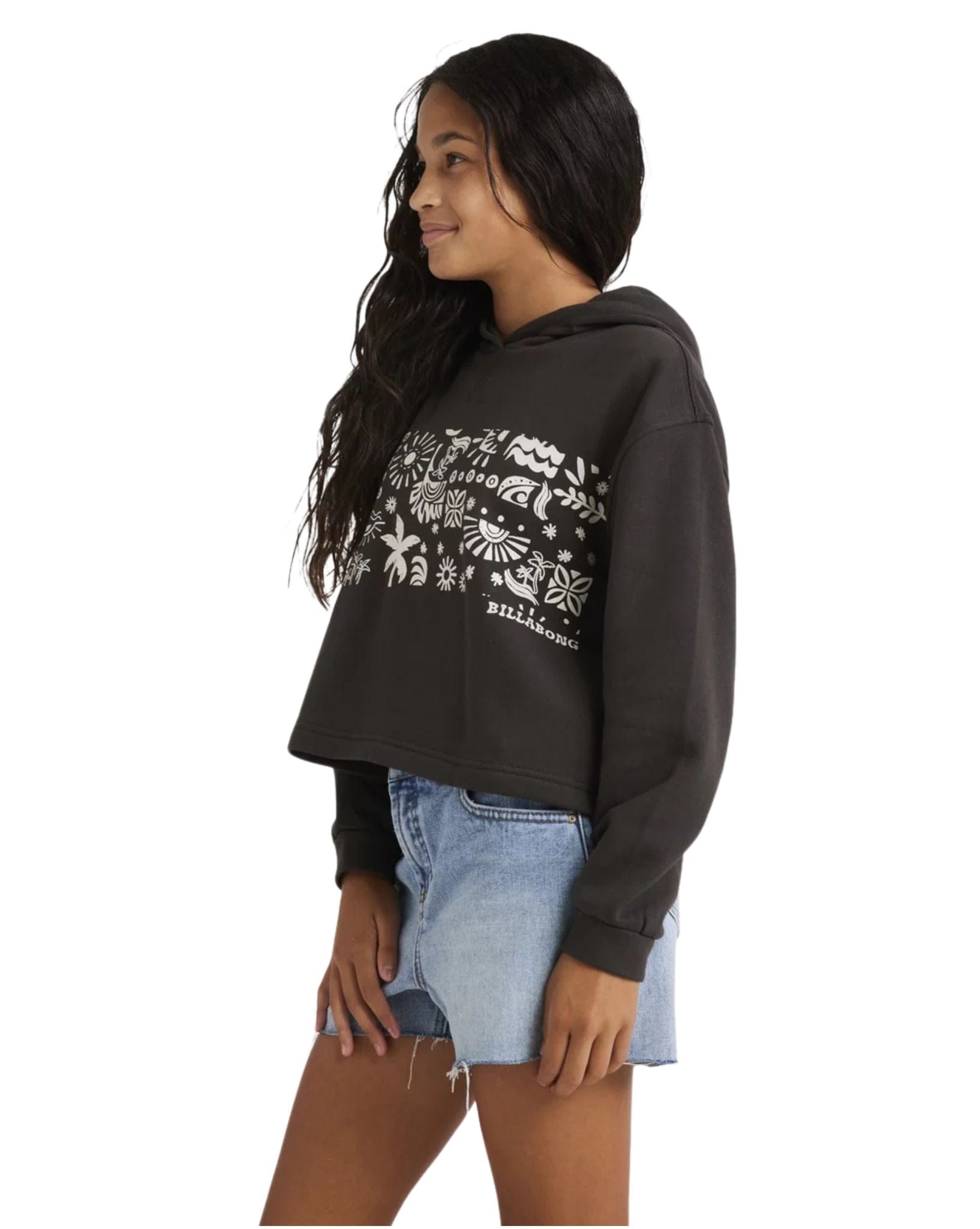 Billabong Girls Paradise Stamp Hoodie - Off Black