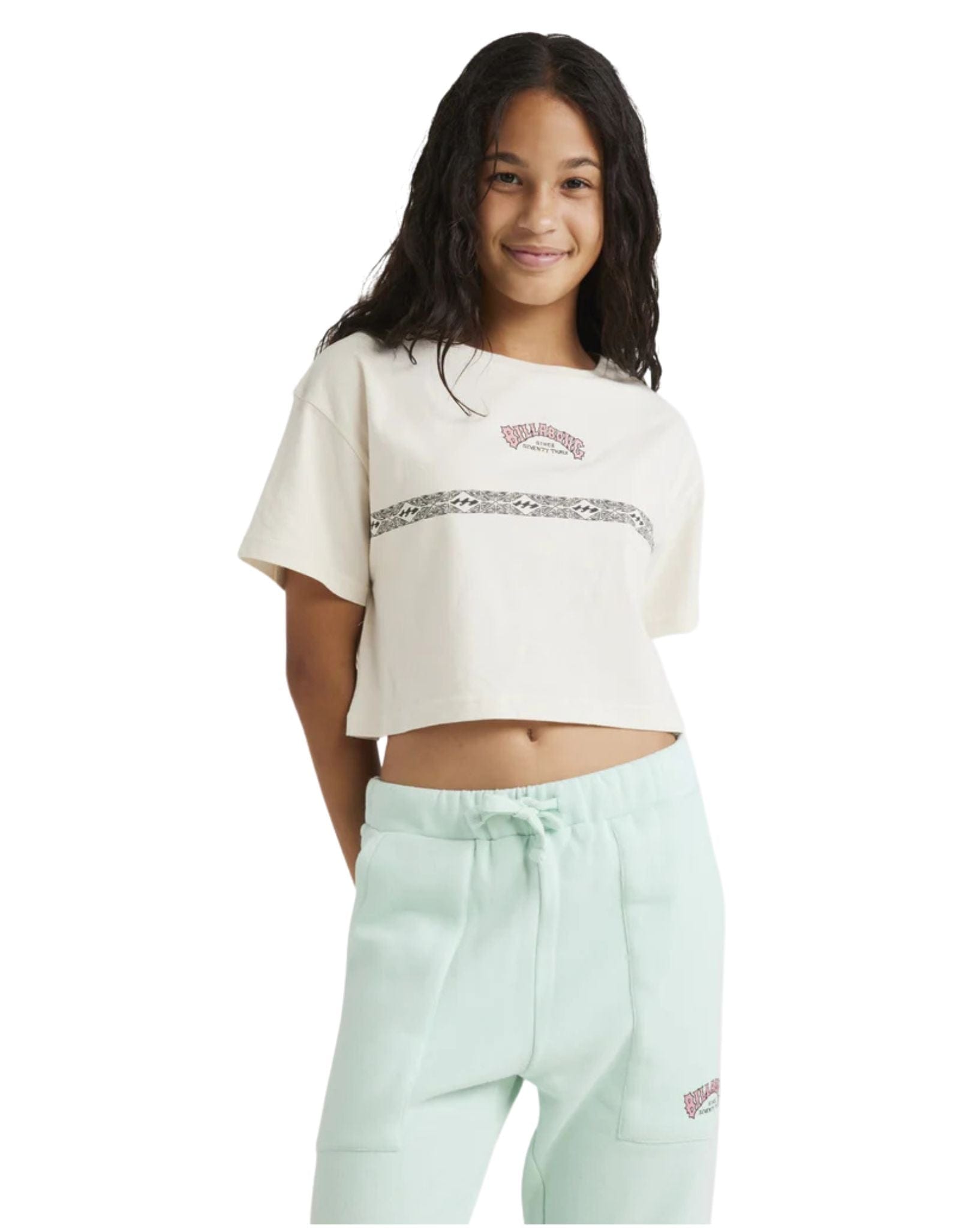 Billabong Girls Wave Of The Day Crop Tee - Salt Crystal