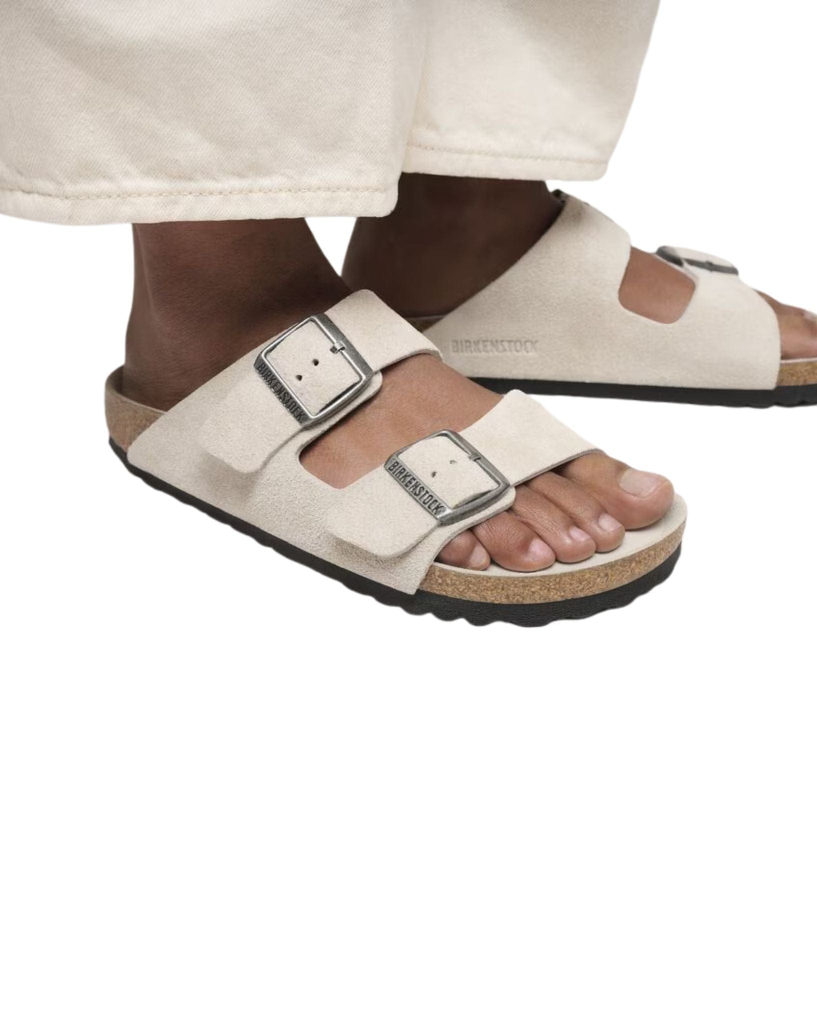 Birkenstock Arizona SFB Oyster Tonal Suede Leather Narrow