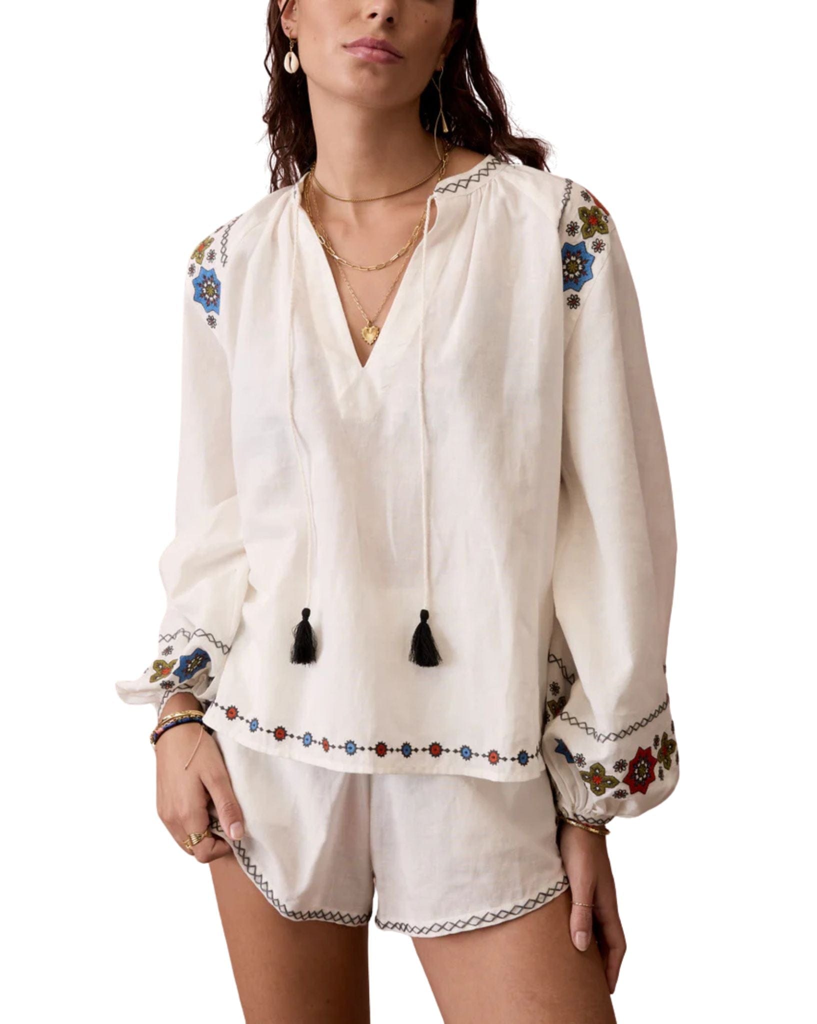 Boteh Castela Embroidered Smock Blouse