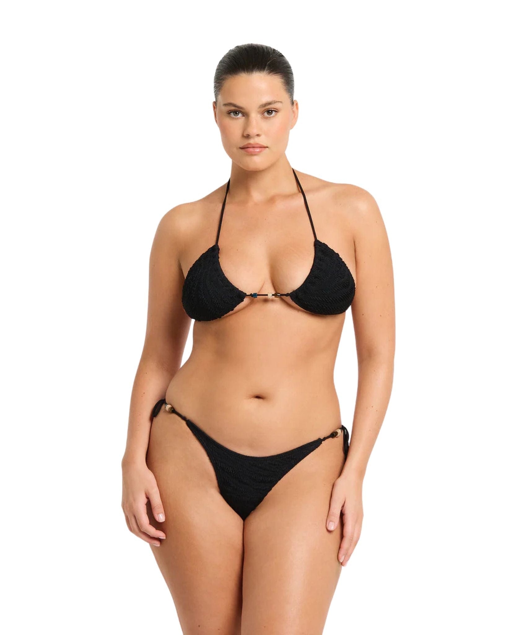 Bound Beaded Tie Side Vista Brief Bikini