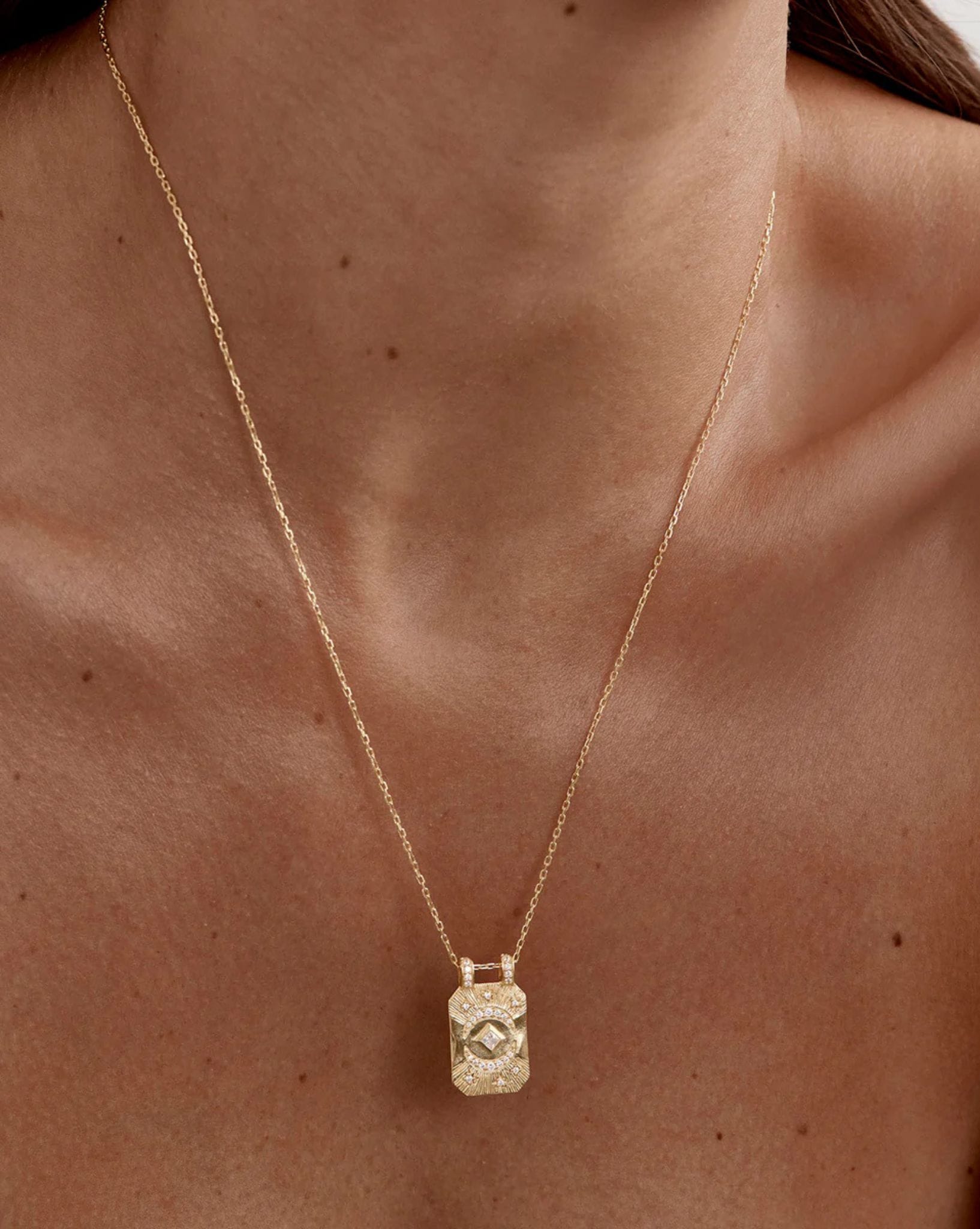By Charlotte 18k Gold Plated - My Moon and Stars Rectangular Necklace