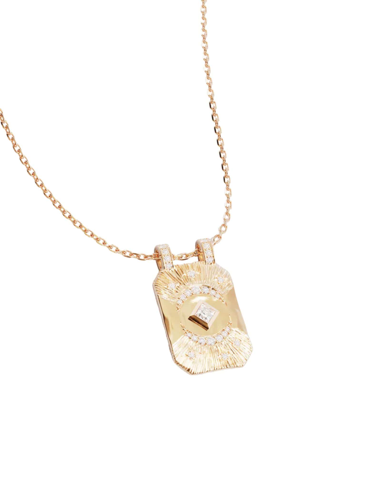 By Charlotte 18k Gold Plated - My Moon and Stars Rectangular Necklace