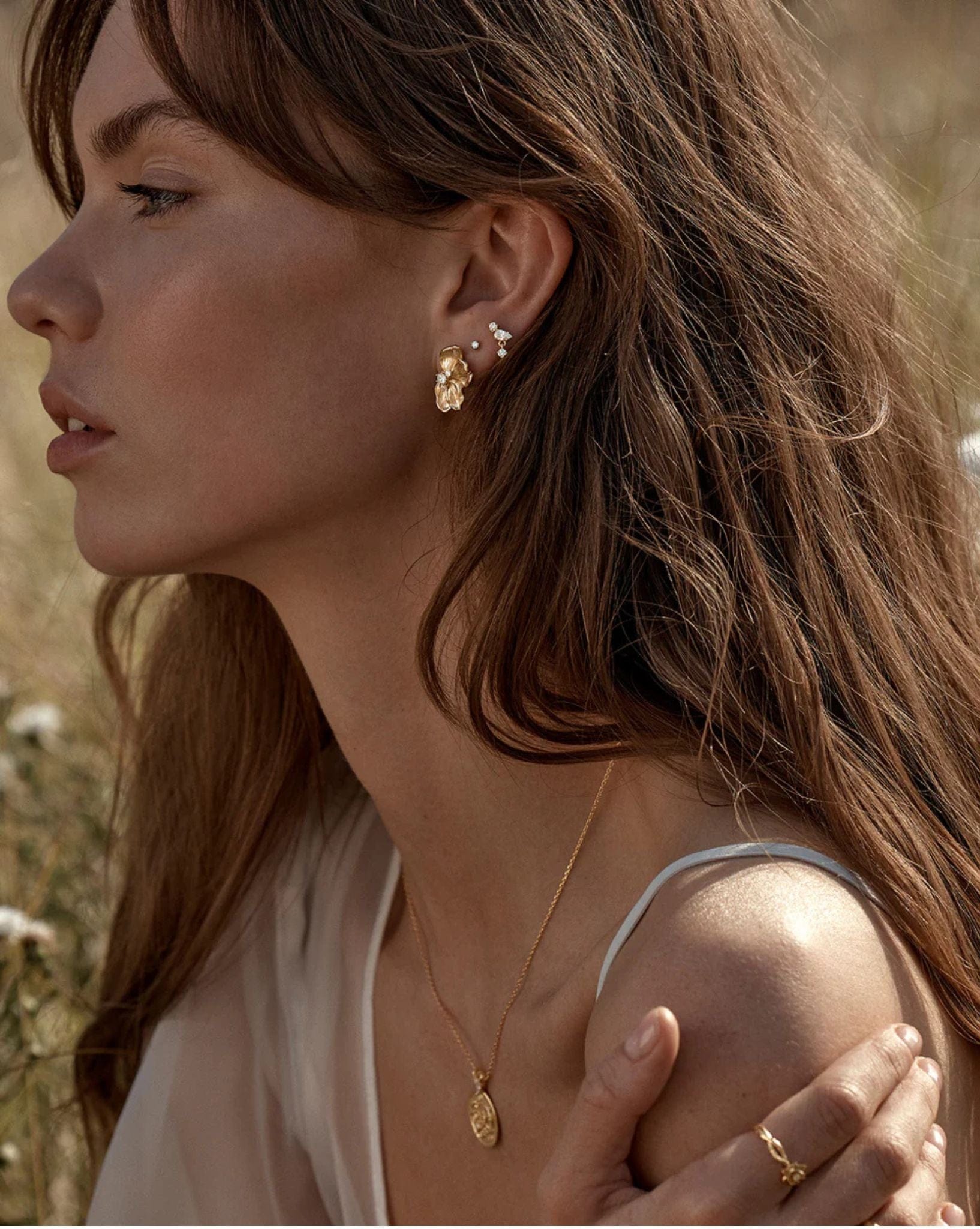 By Charlotte 18k Gold Plated Serene Lotus Statement Earrings