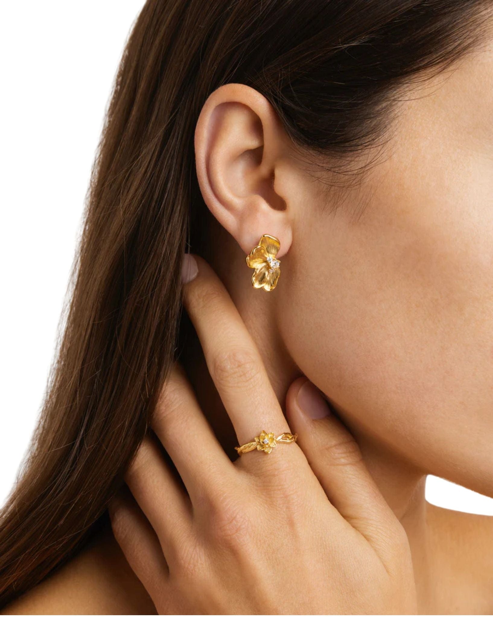 By Charlotte 18k Gold Plated Serene Lotus Statement Earrings