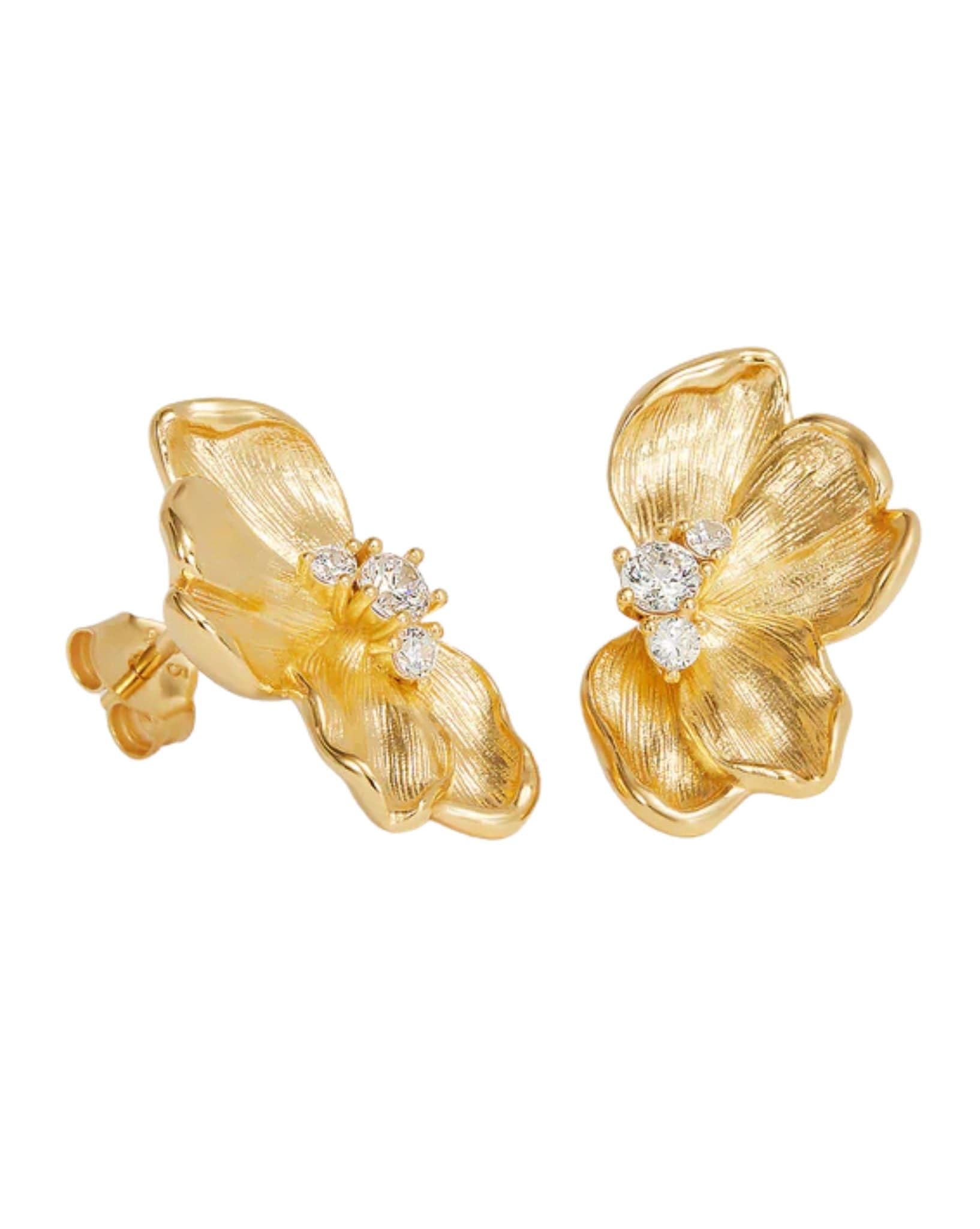 By Charlotte 18k Gold Plated Serene Lotus Statement Earrings