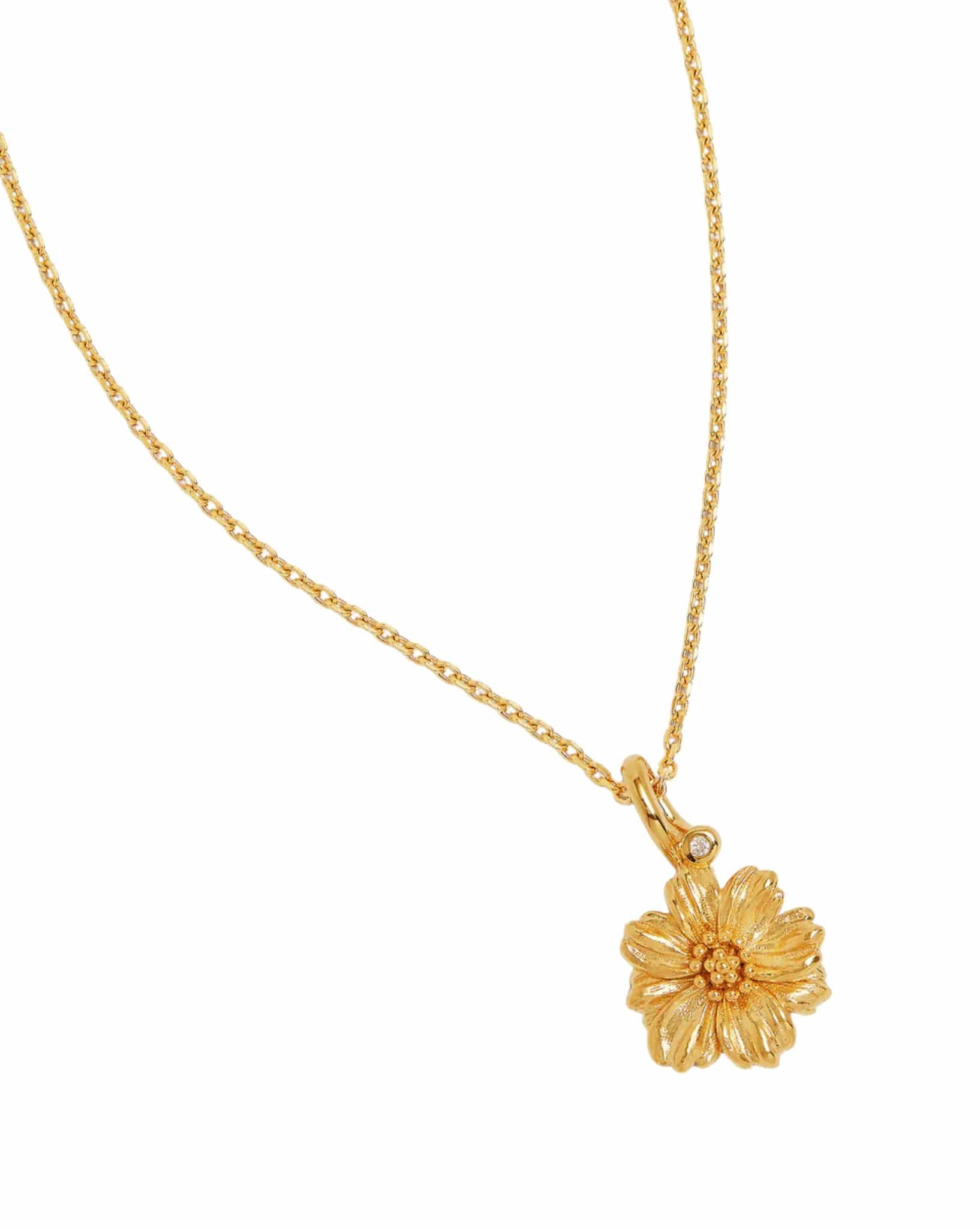 By Charlotte 18k Gold Vermeil Birth Flower Necklace - Cosmos October