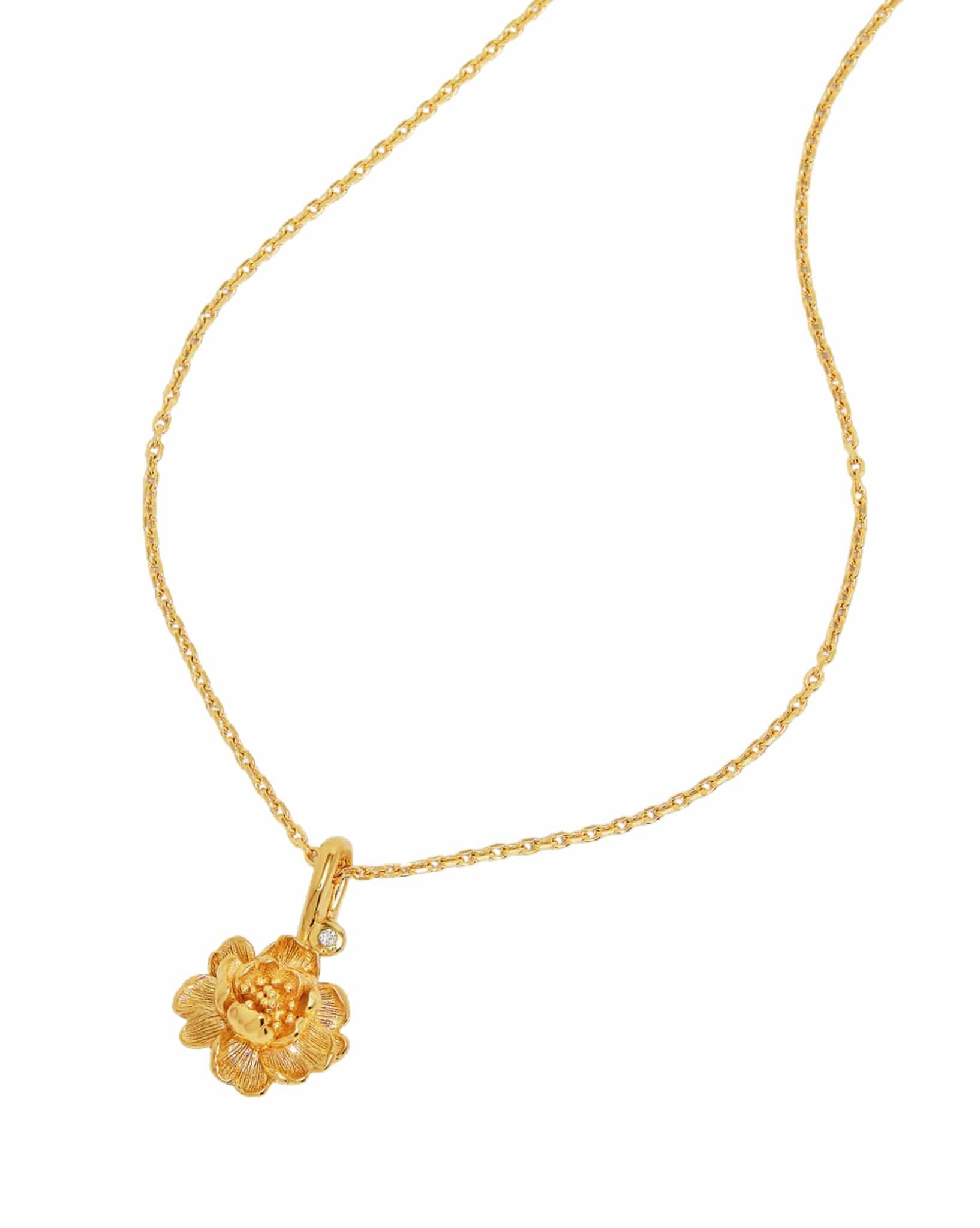 By Charlotte 18k Gold Vermeil Birth Flower Necklace - Peony November