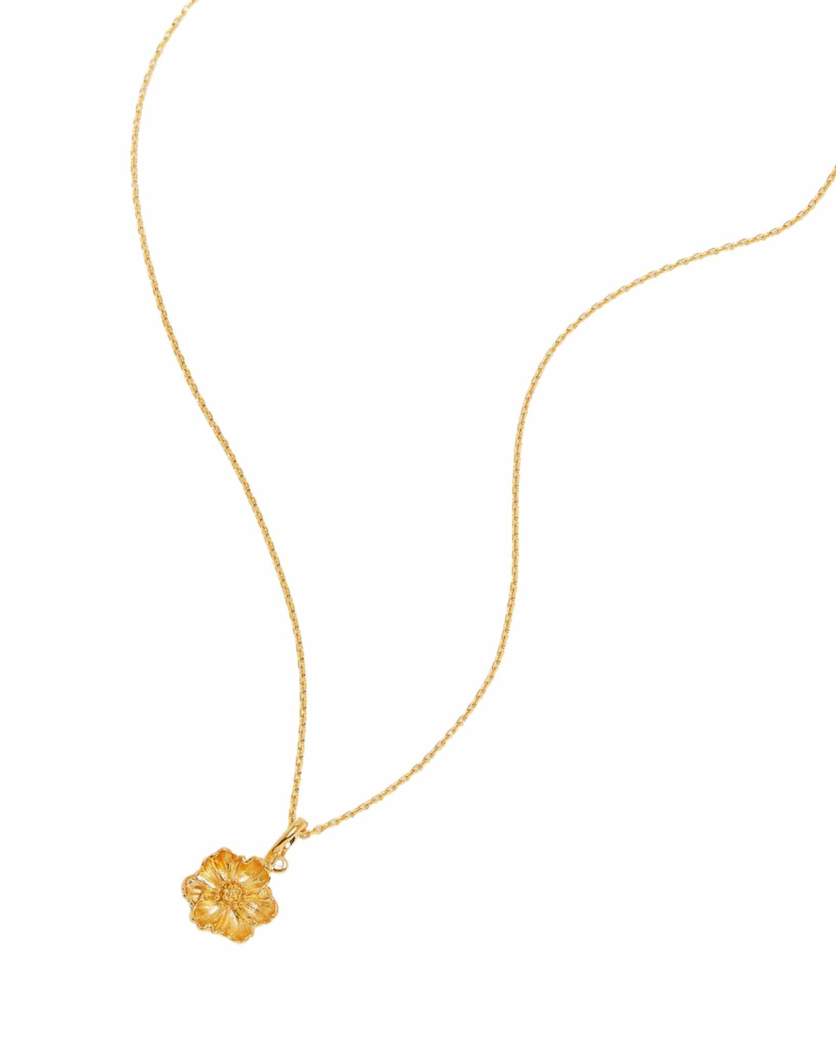 By Charlotte 18k Gold Vermeil Birth Flower Necklace - Poppy August