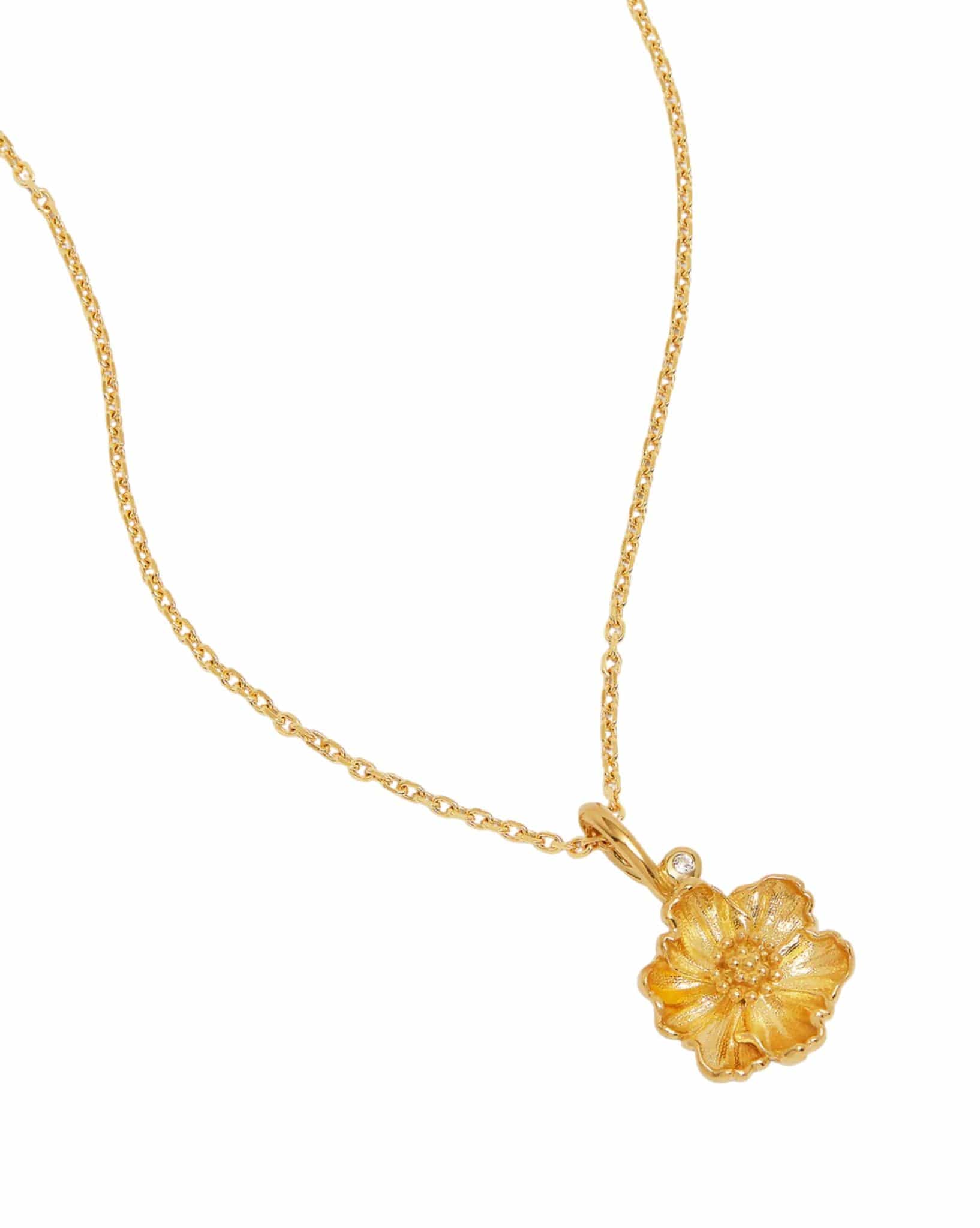By Charlotte 18k Gold Vermeil Birth Flower Necklace - Poppy August